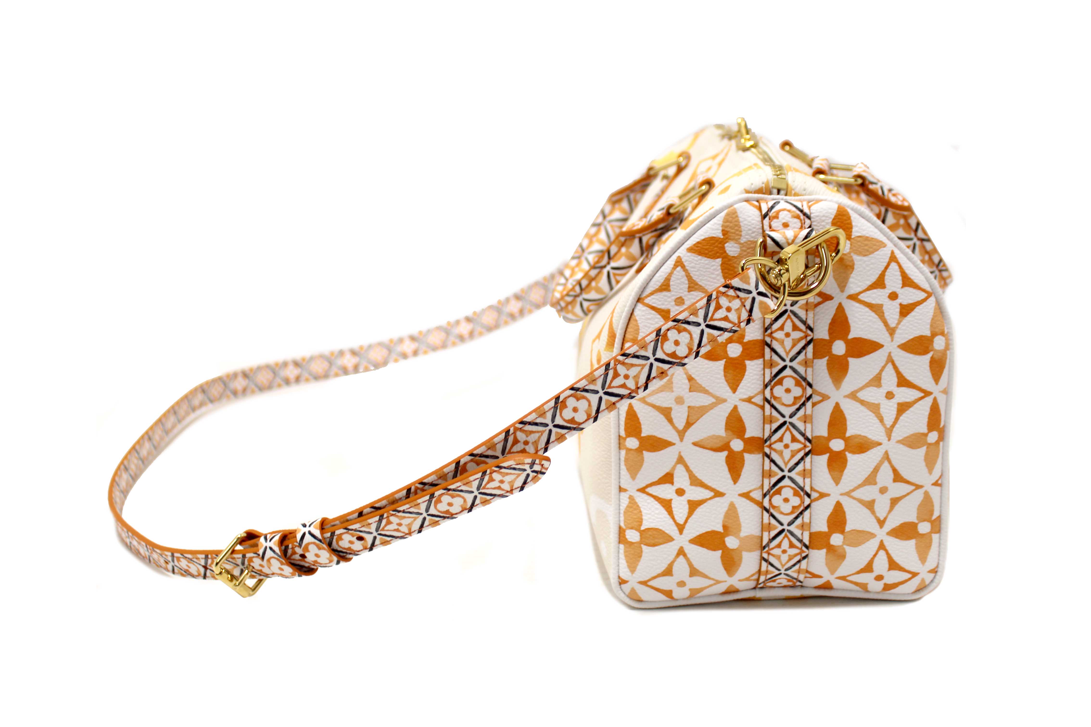 Authentic NEW Louis Vuitton Limited Edition Beige/Orange Monogram Giant By The Pool 2.0 Speedy 25 Bandouliere Bag