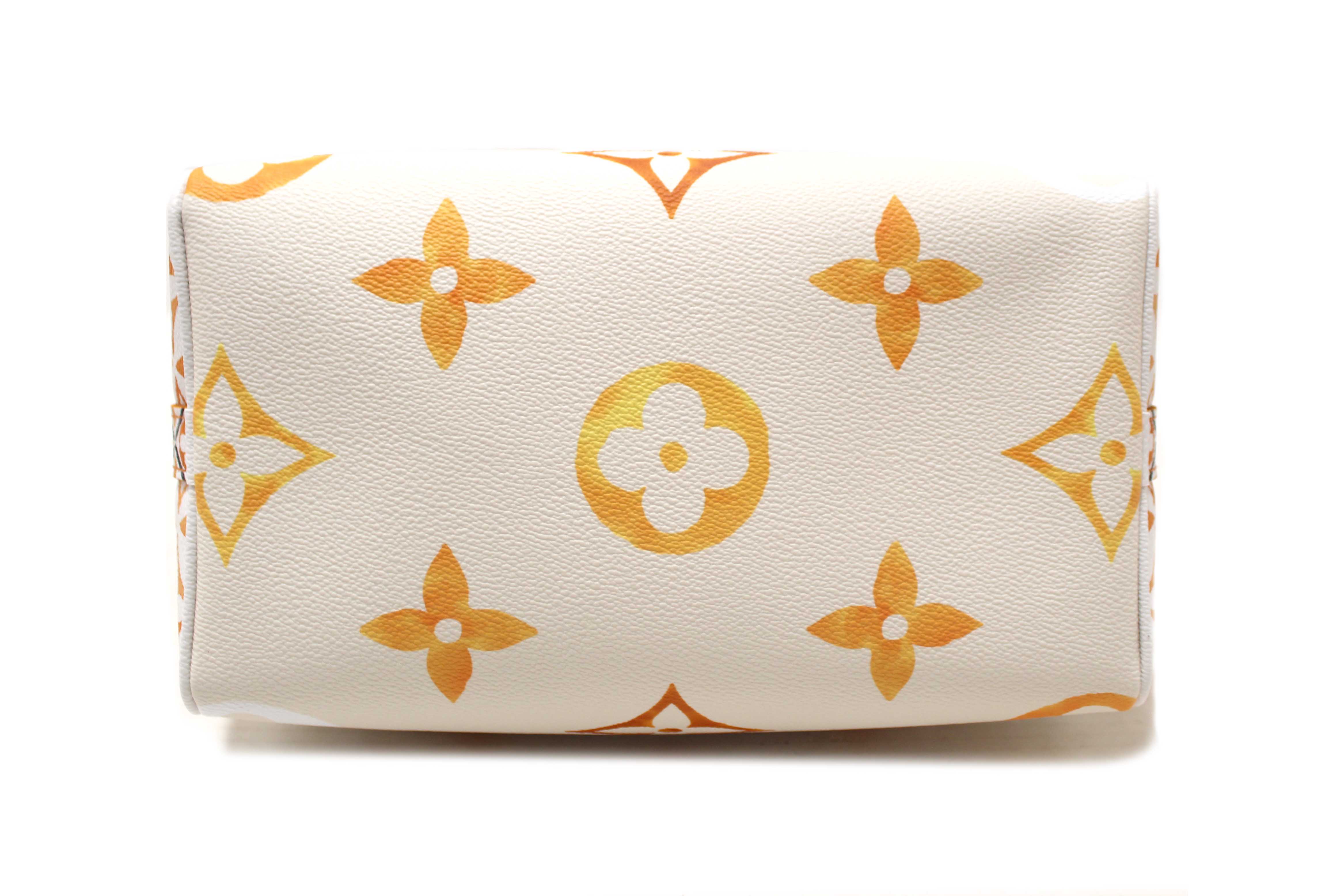 Authentic NEW Louis Vuitton Limited Edition Beige/Orange Monogram Giant By The Pool 2.0 Speedy 25 Bandouliere Bag