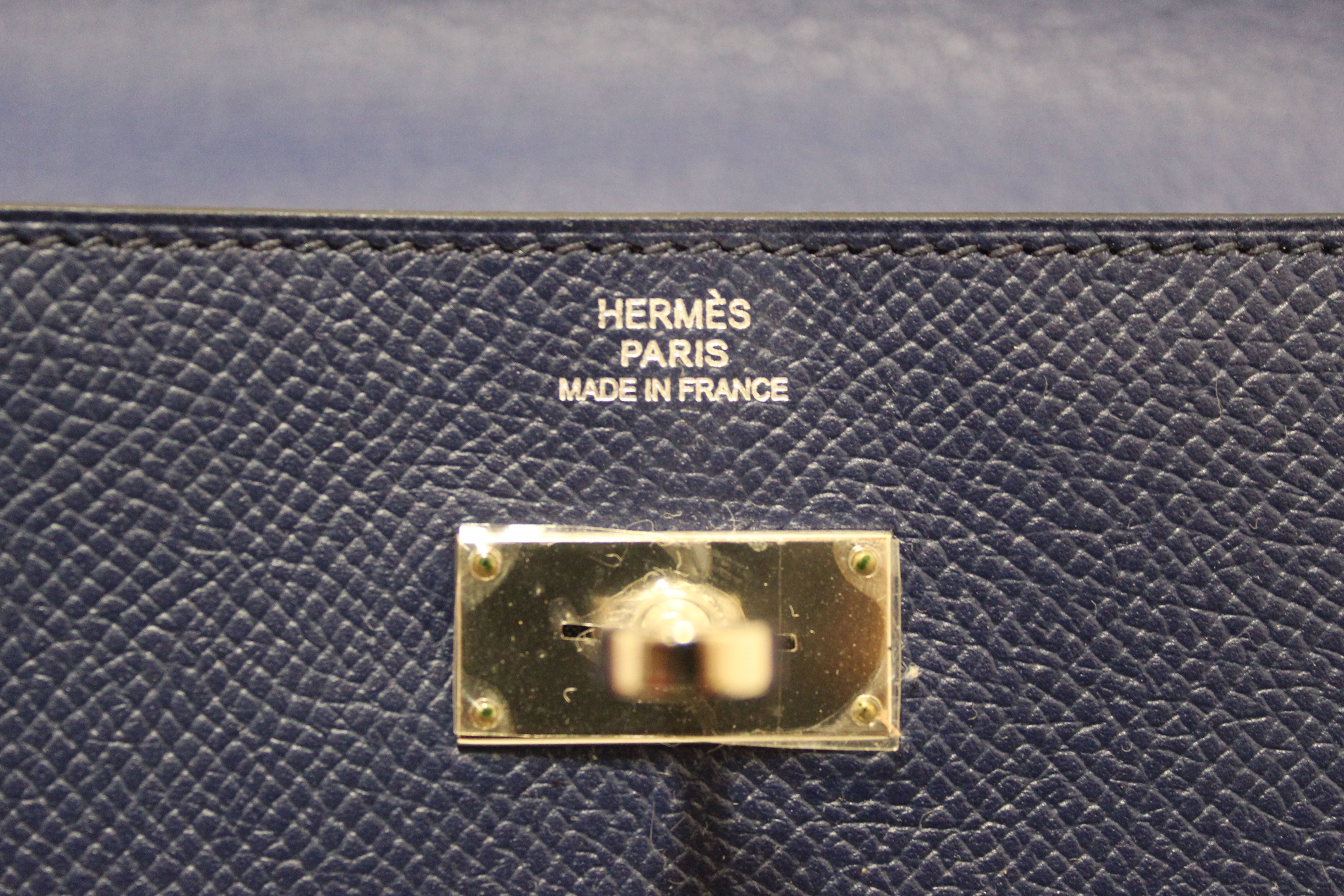 Authentic New Hermes Blue/Red Epsom Leather Bi-color Kelly Trifold Long Wallet