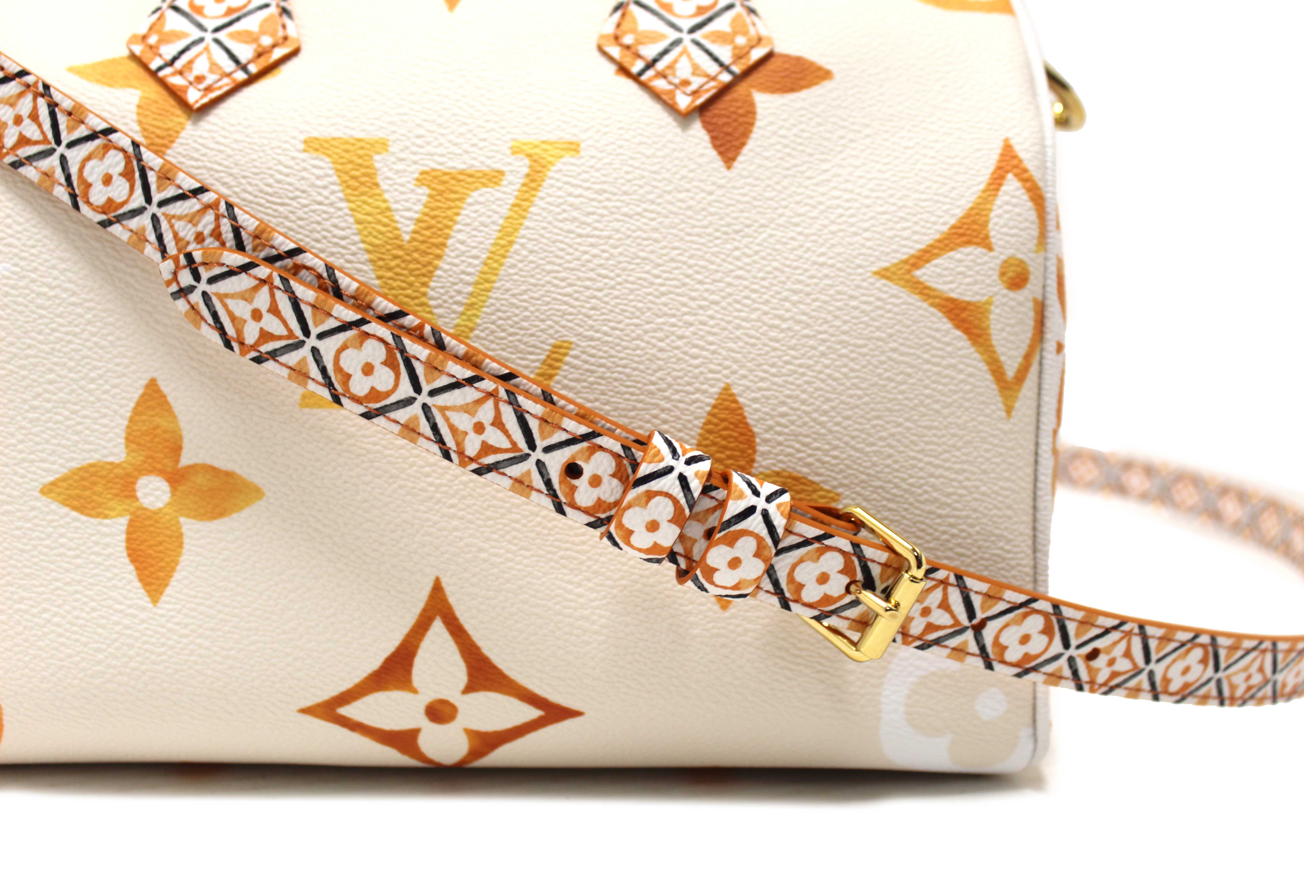 Authentic NEW Louis Vuitton Limited Edition Beige/Orange Monogram Giant By The Pool 2.0 Speedy 25 Bandouliere Bag