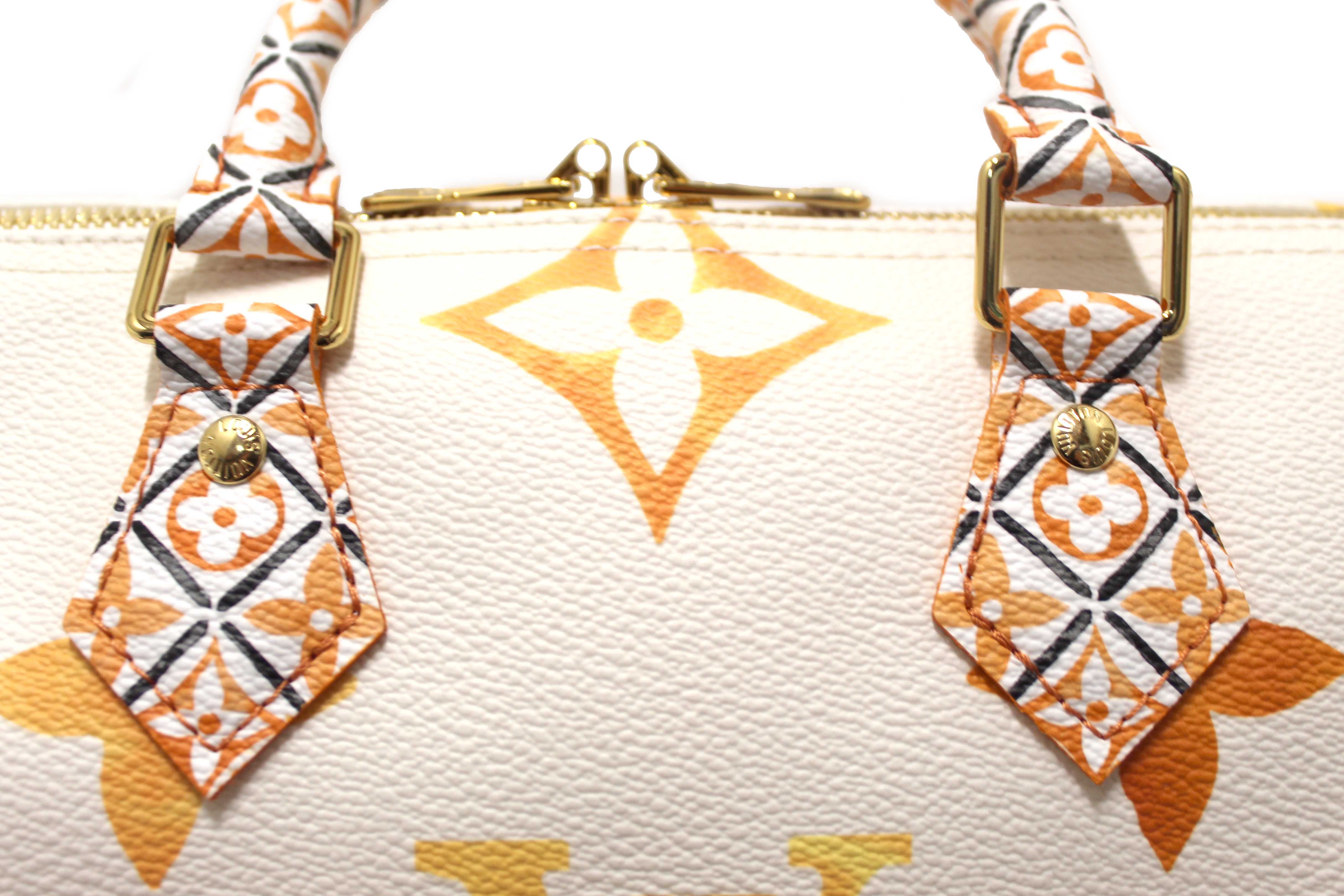 Authentic NEW Louis Vuitton Limited Edition Beige/Orange Monogram Giant By The Pool 2.0 Speedy 25 Bandouliere Bag
