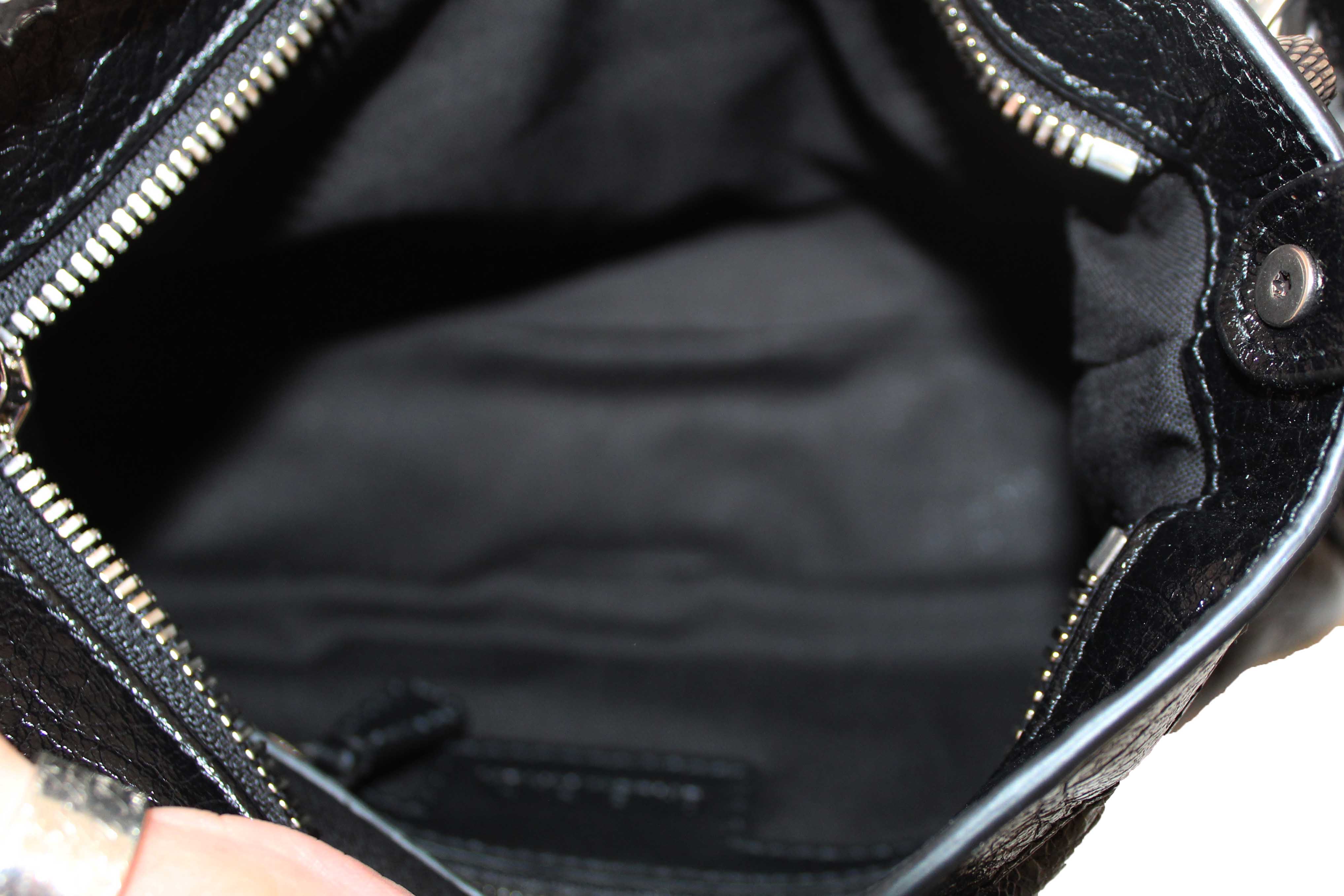 Authentic NEW Balenciaga Black Arena Lambskin Leather Neo Cagole Small Tote Bag