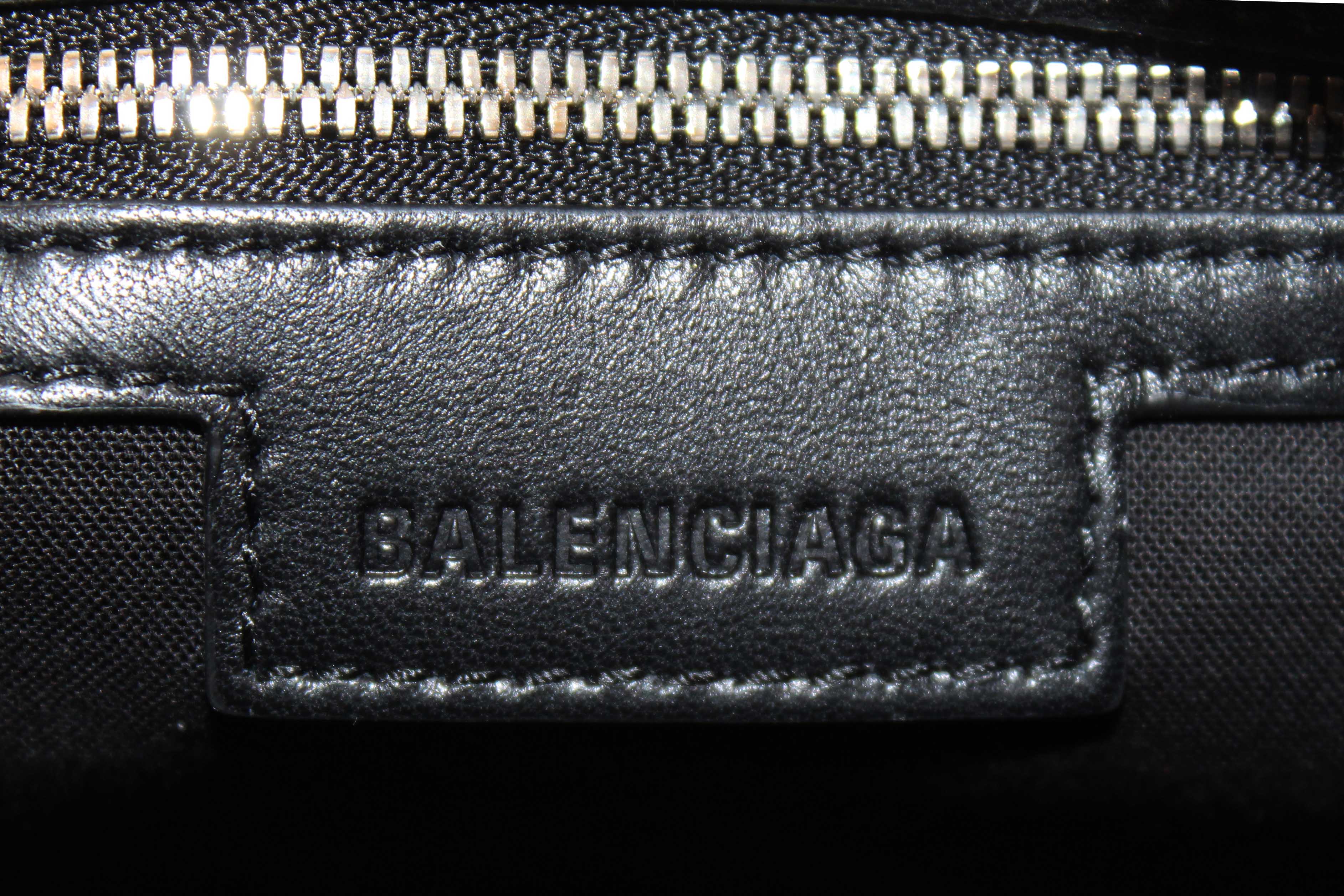 Authentic NEW Balenciaga Black Arena Lambskin Leather Neo Cagole Small Tote Bag