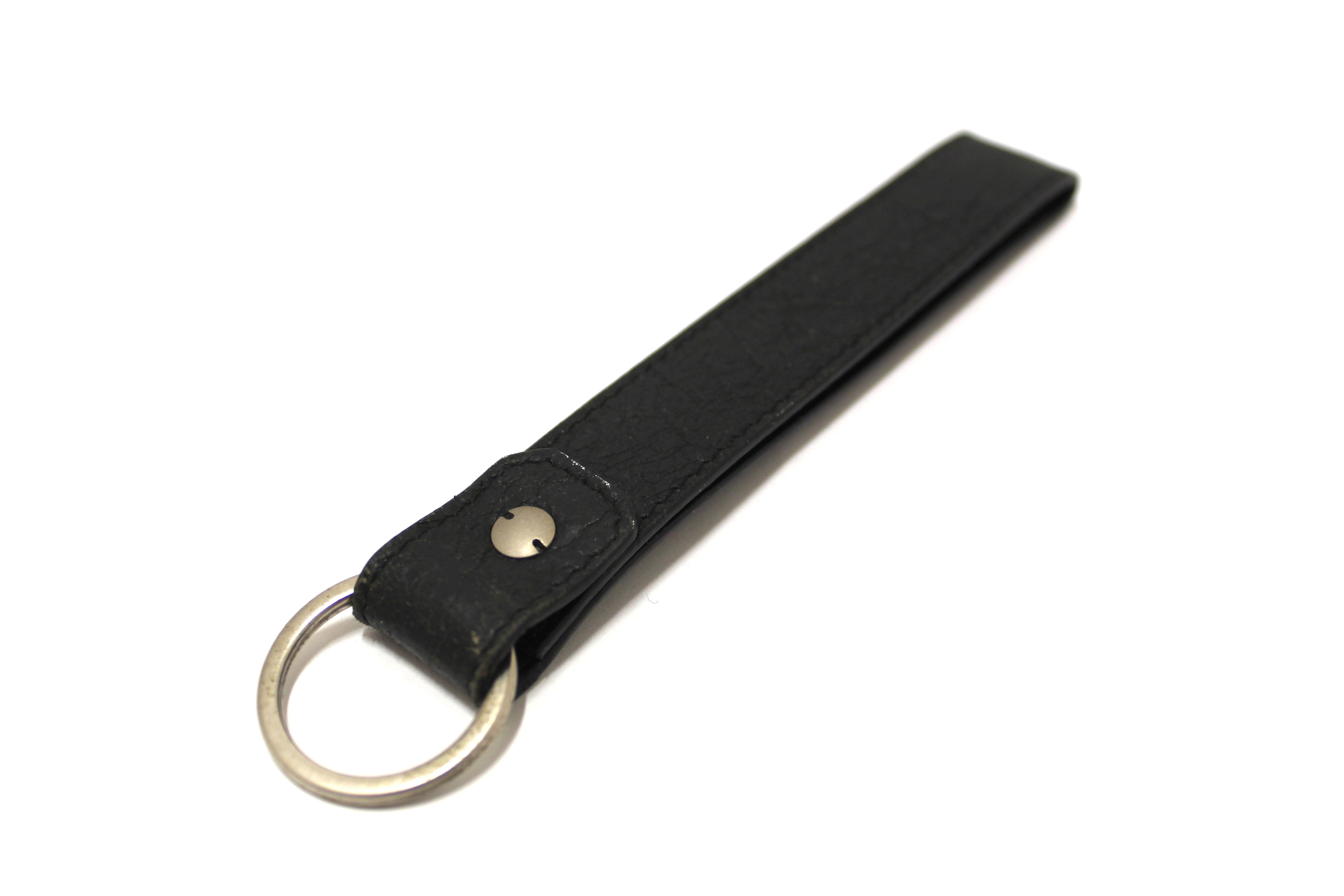 Authentic Balenciaga Black Leather Key Chain Strap Holder