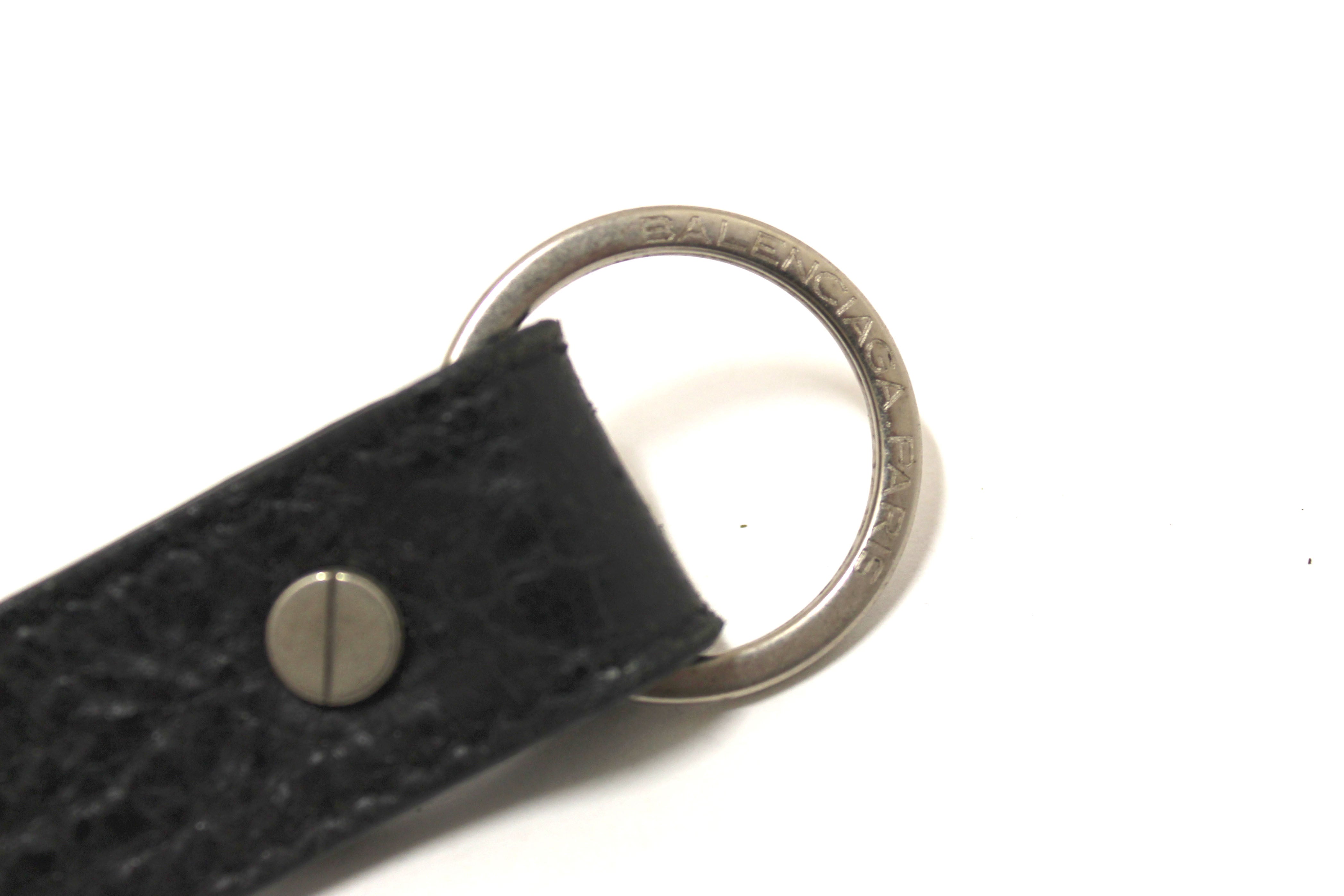 Authentic Balenciaga Black Leather Key Chain Strap Holder