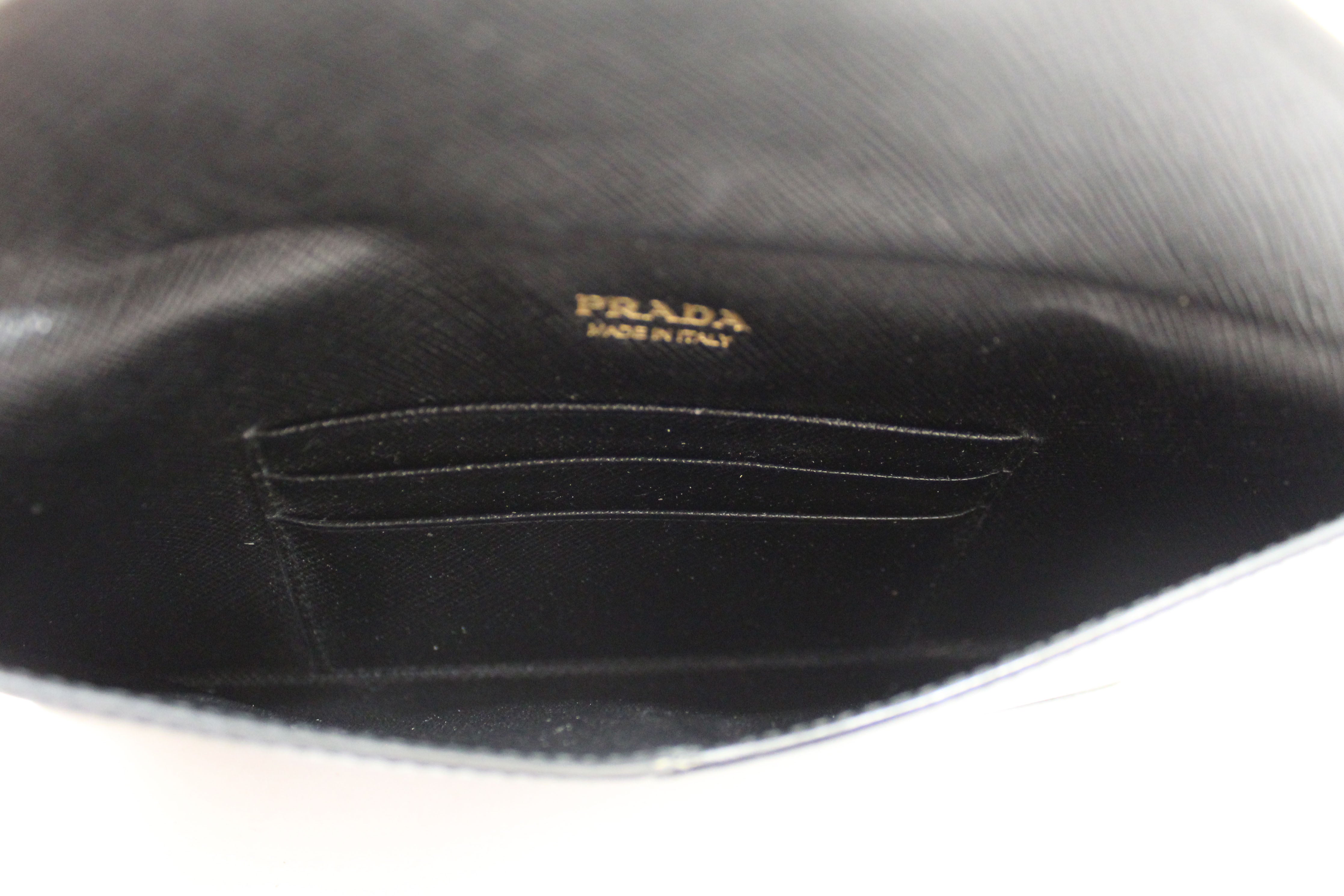 Authentic Prada Black Saffiano Leather Envelope Long Wallet