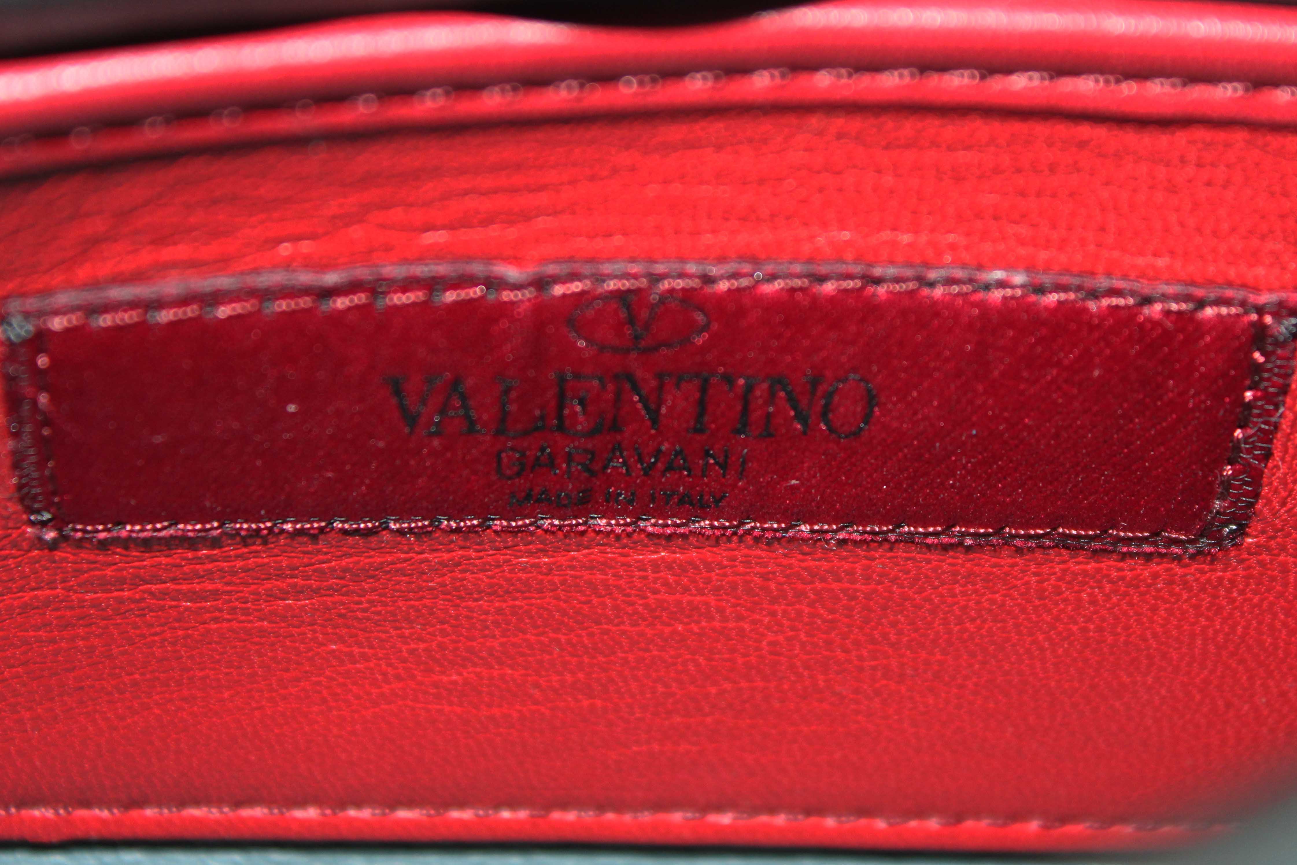 Authentic Valentino Garavani Blue Quilted Nappa Leather Rockstud Spike Small Shoulder Bag
