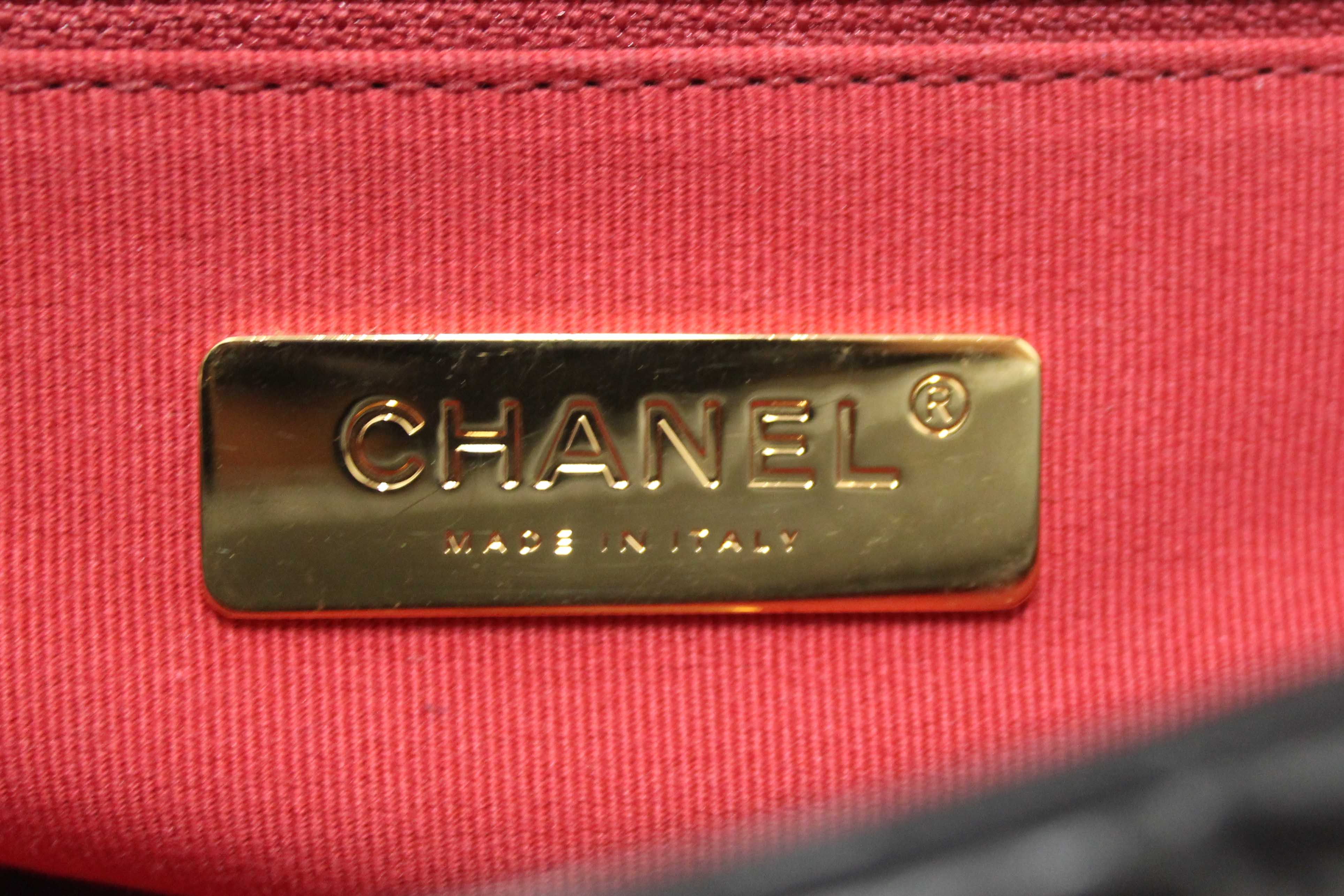 Authentic Chanel 19 Small Black Quilted Lambskin Leather Shoulder Crossbody Bag