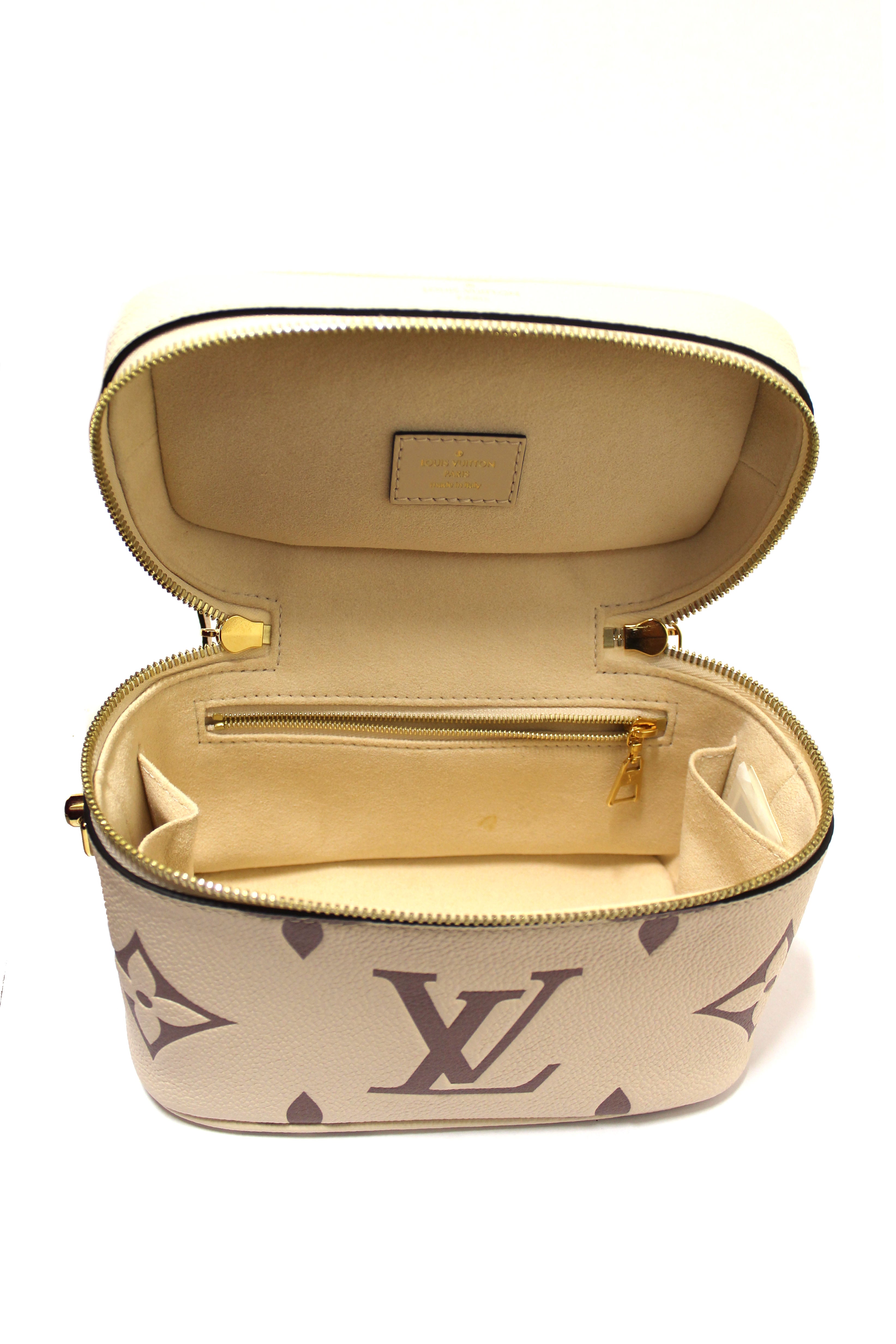 Authentic Louis Vuitton Beige Empreinte Monogram Leather Giant Vanity PM Shoulder Bag