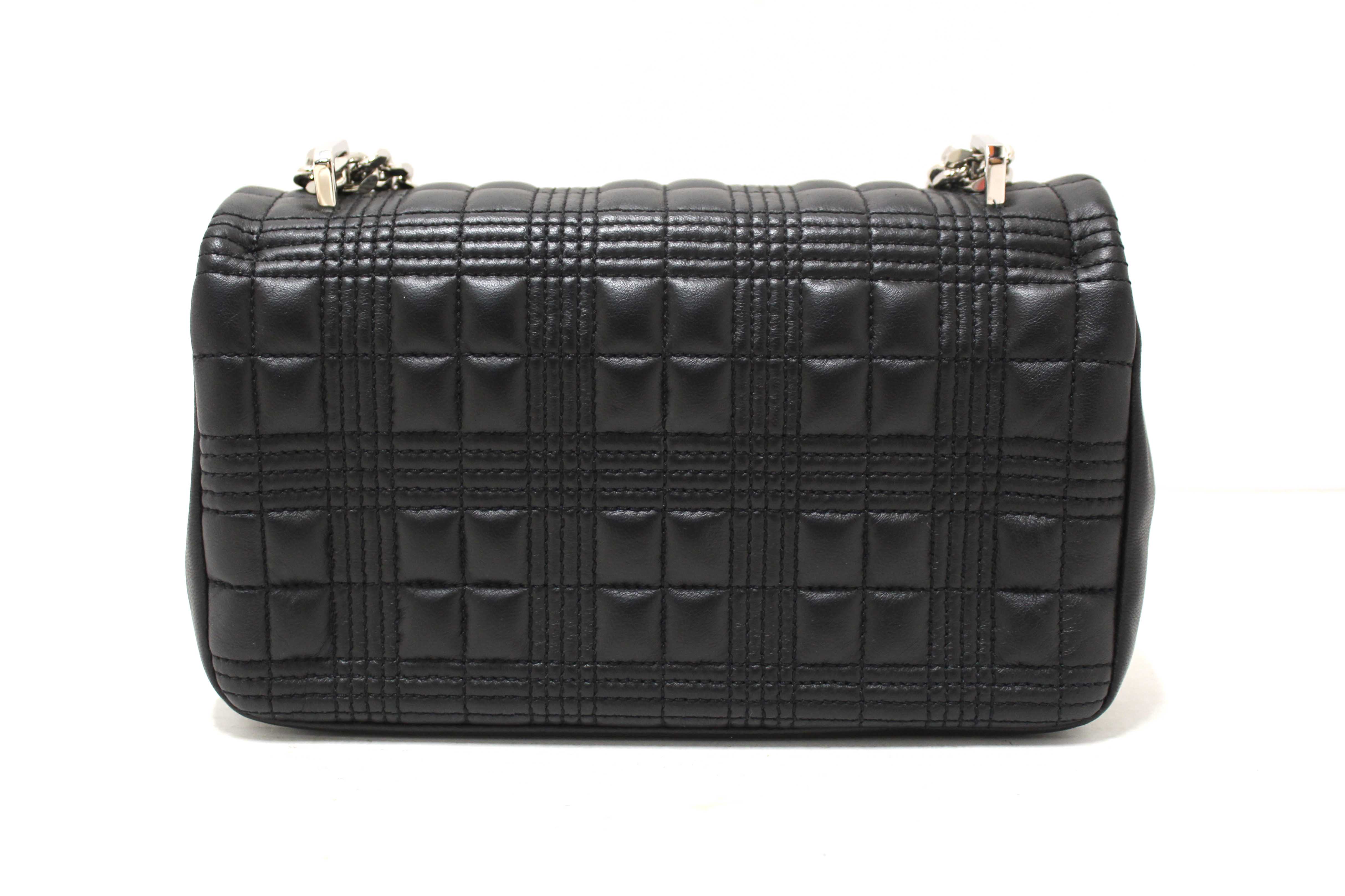 Authentic Burberry Black Lambskin Quilted Medium Lola Crossbody Bag