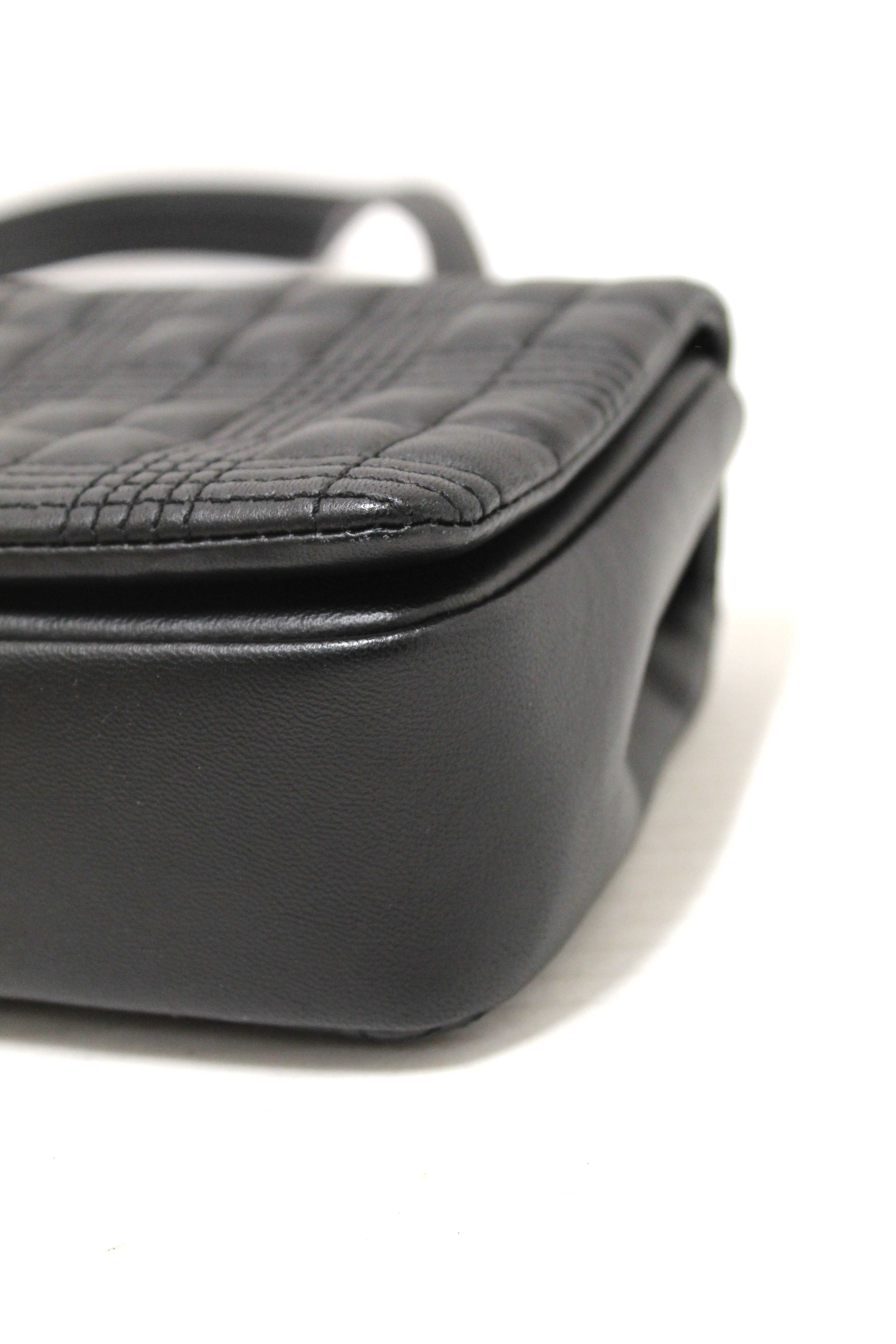 Authentic Burberry Black Lambskin Quilted Medium Lola Crossbody Bag