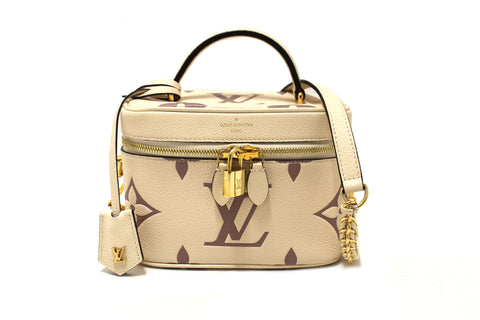 Authentic Louis Vuitton Beige Empreinte Monogram Leather Giant Vanity PM Shoulder Bag