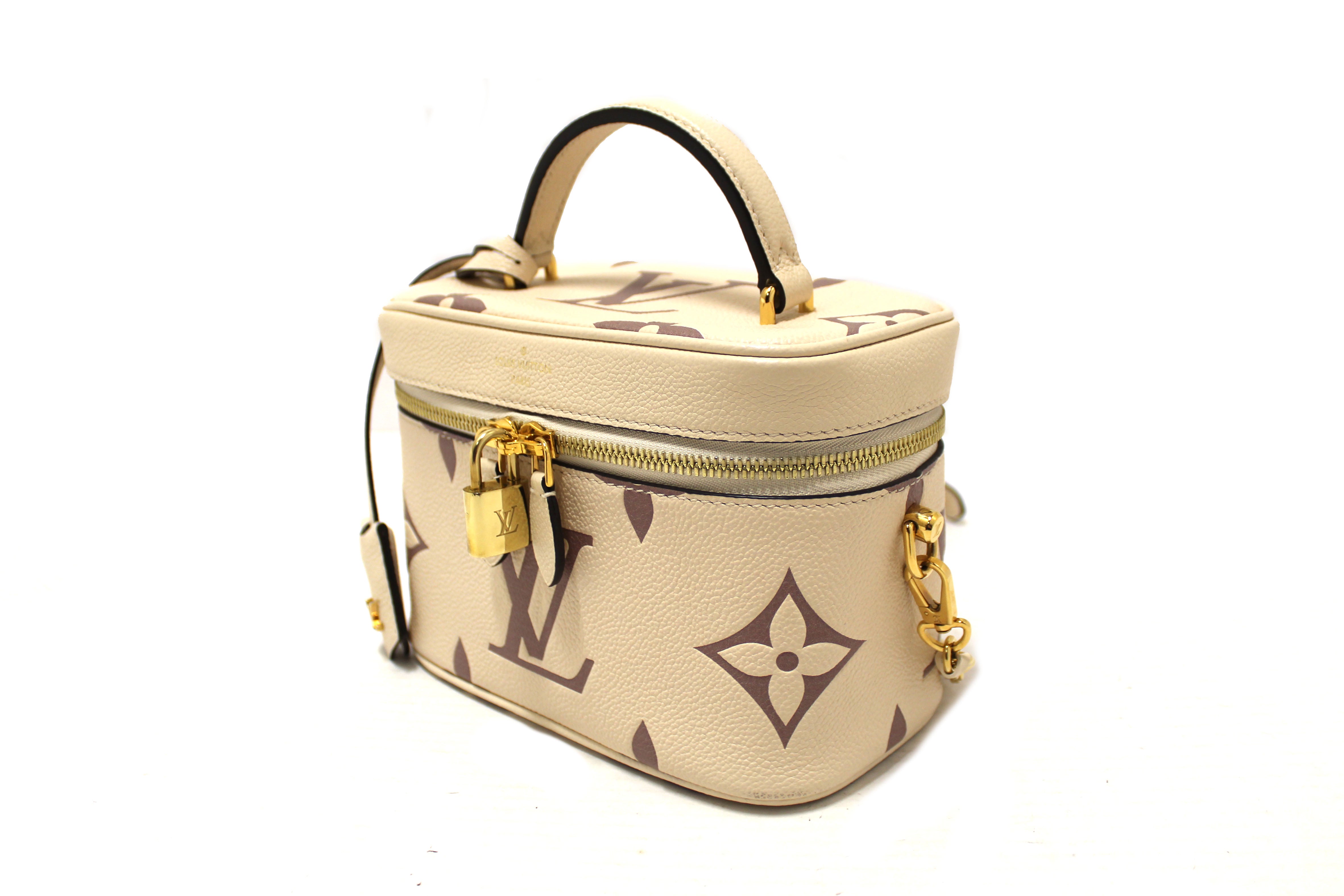 Authentic Louis Vuitton Beige Empreinte Monogram Leather Giant Vanity PM Shoulder Bag