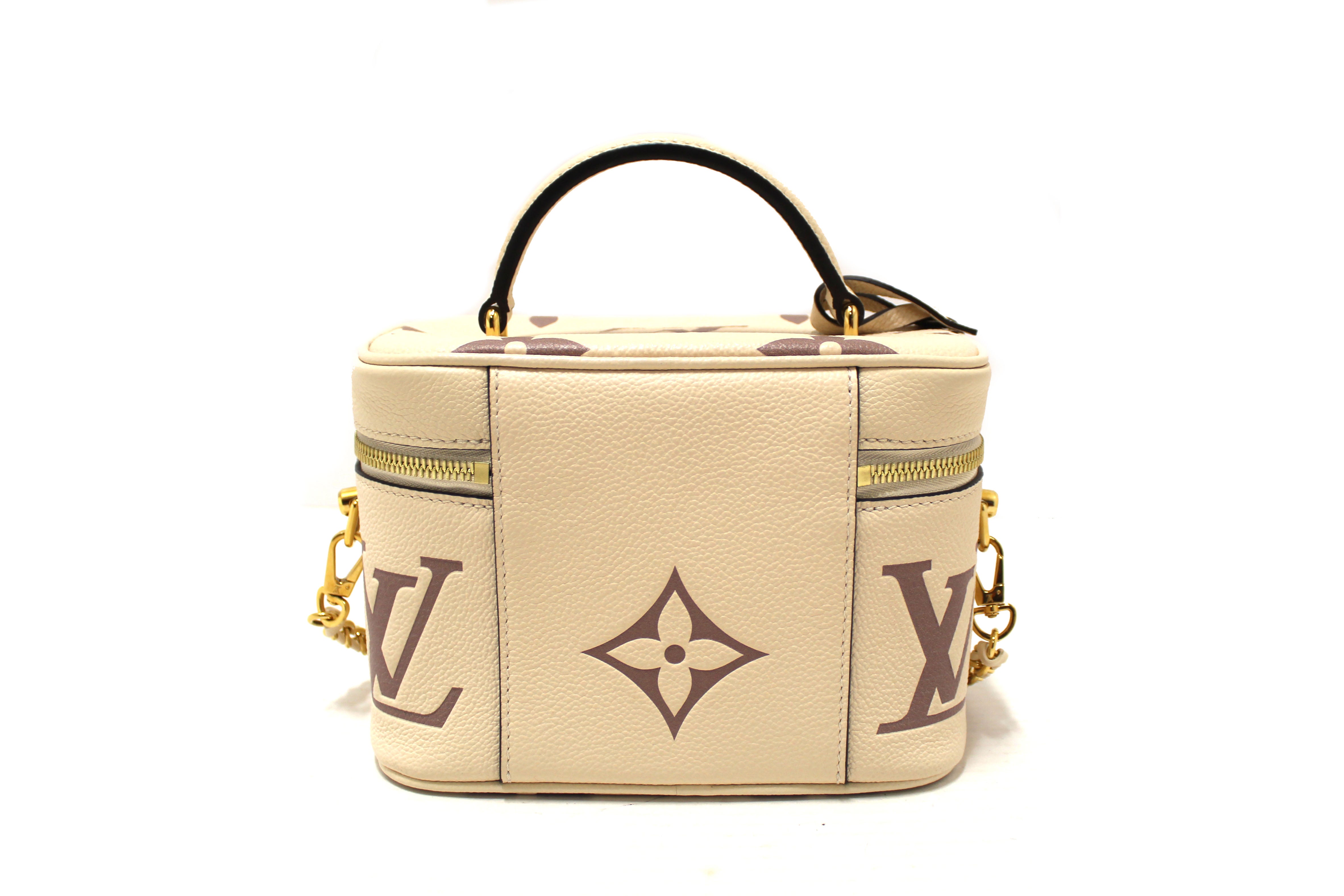 Authentic Louis Vuitton Beige Empreinte Monogram Leather Giant Vanity PM Shoulder Bag