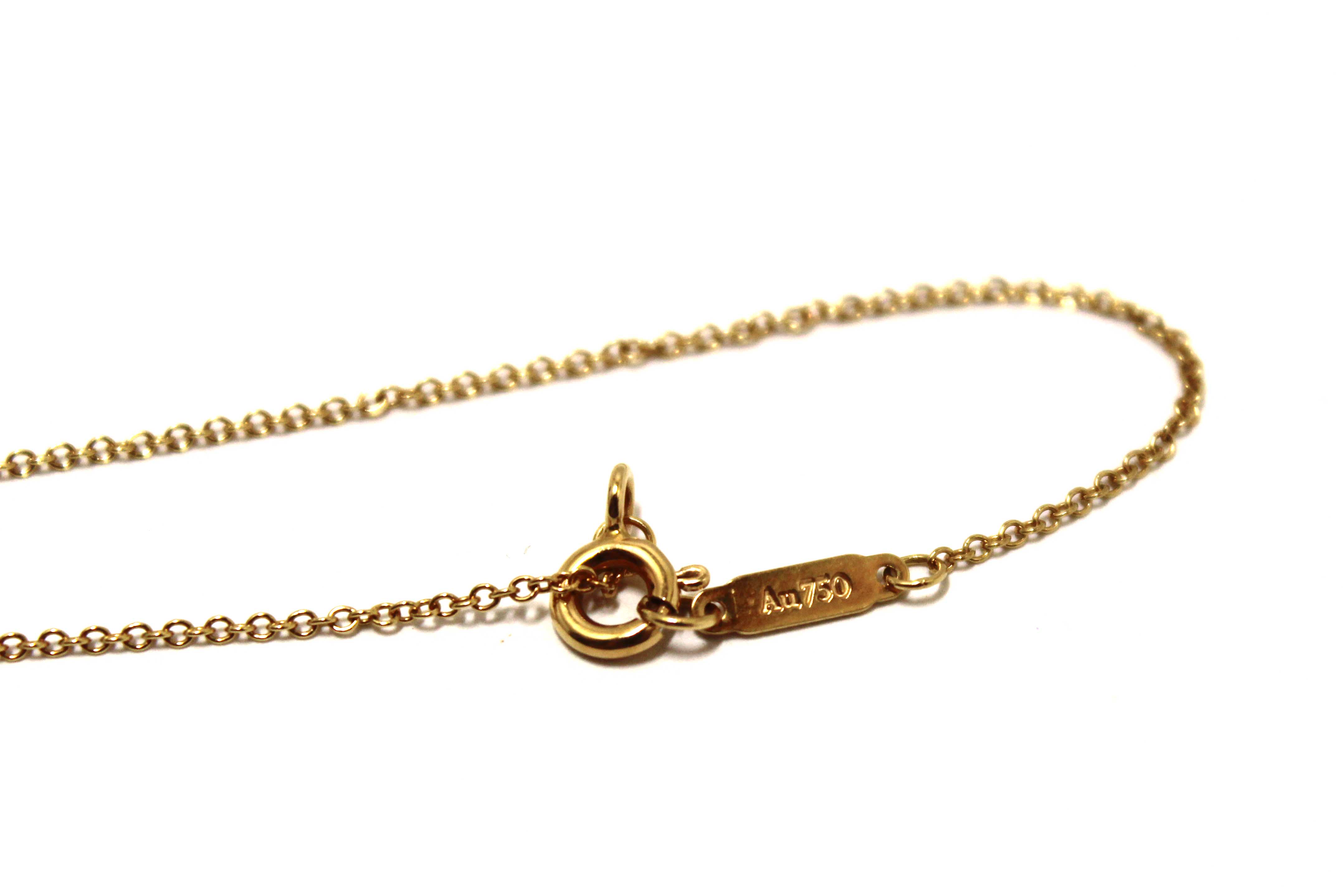 Authentic Tiffany and Co. 18K Yellow Gold Mini Double Heart Tag Pendant Necklace