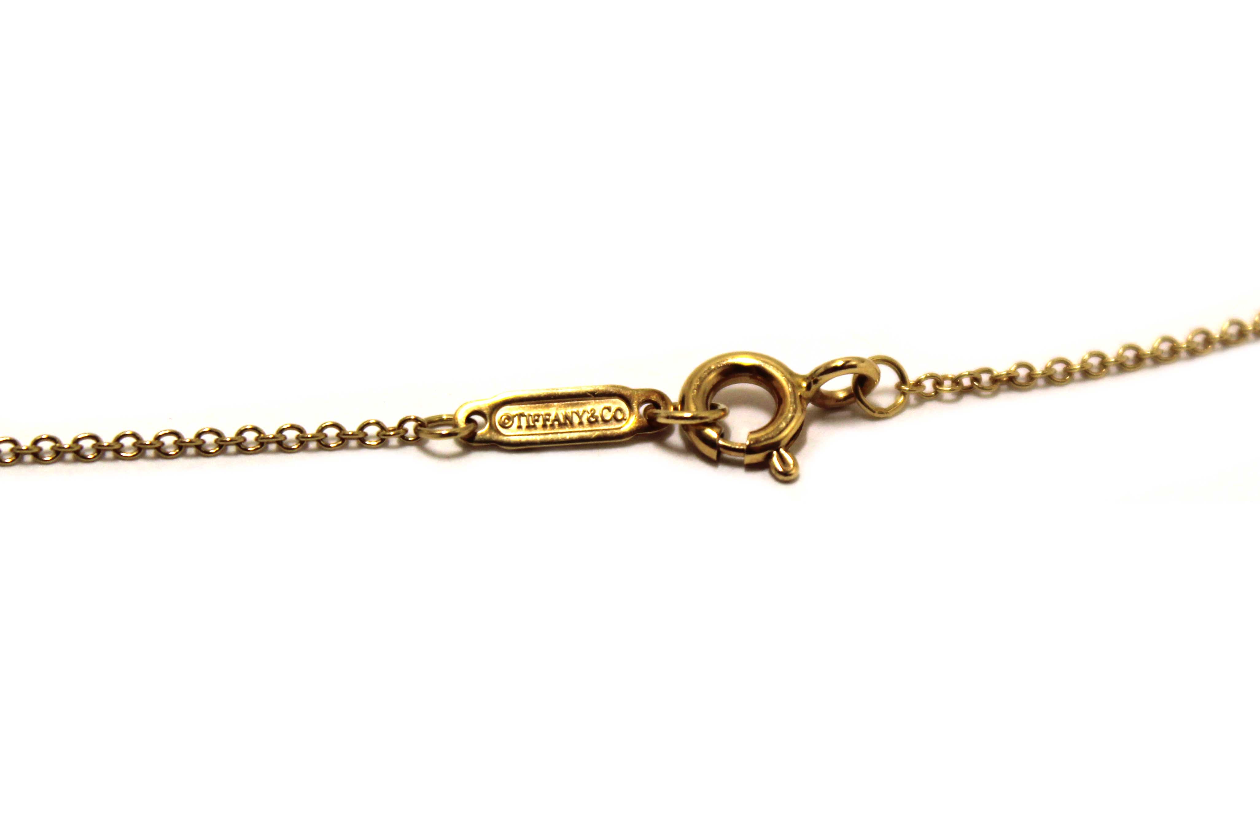 Authentic Tiffany and Co. 18K Yellow Gold Mini Double Heart Tag Pendant Necklace