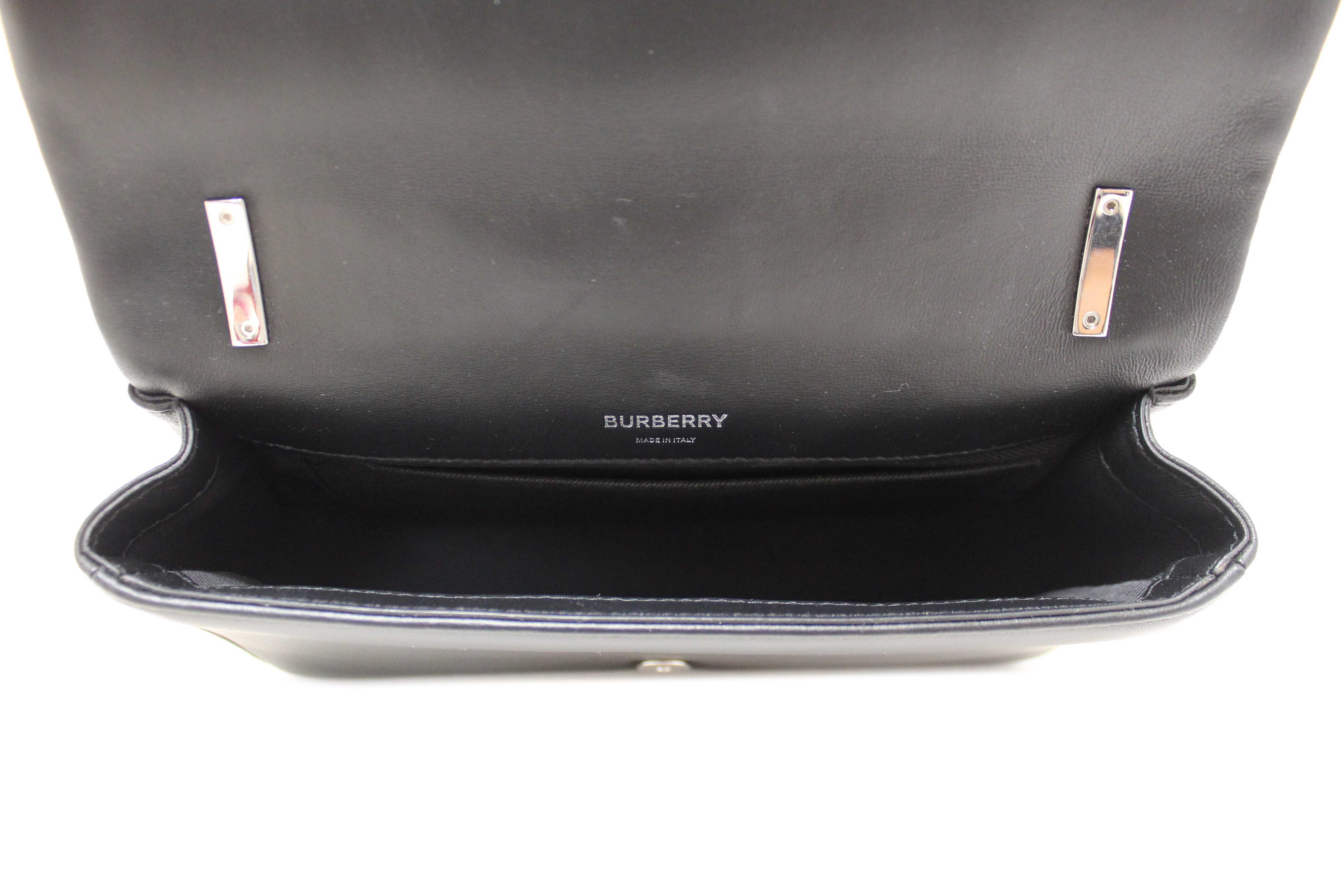 Authentic Burberry Black Lambskin Quilted Medium Lola Crossbody Bag
