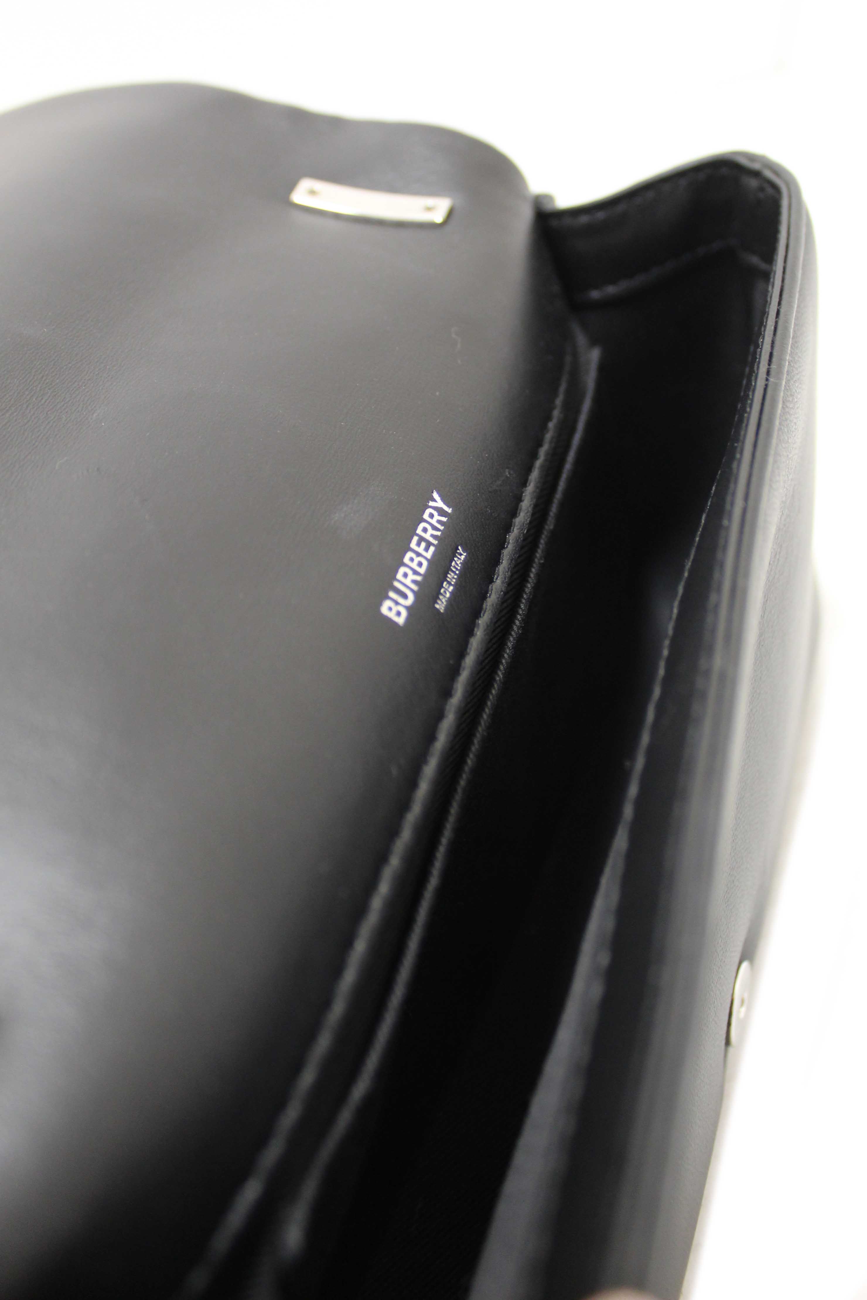 Authentic Burberry Black Lambskin Quilted Medium Lola Crossbody Bag