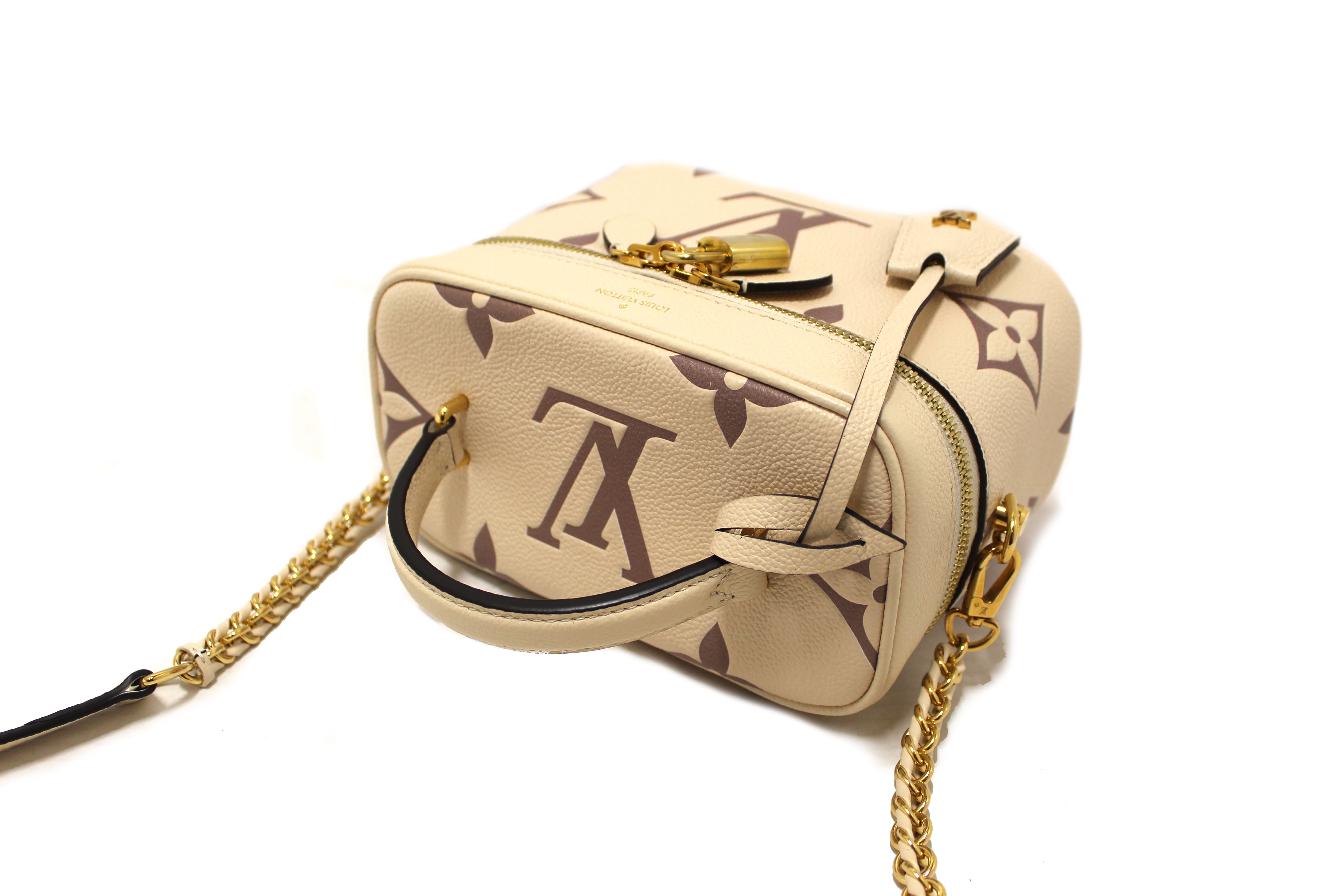 Authentic Louis Vuitton Beige Empreinte Monogram Leather Giant Vanity PM Shoulder Bag