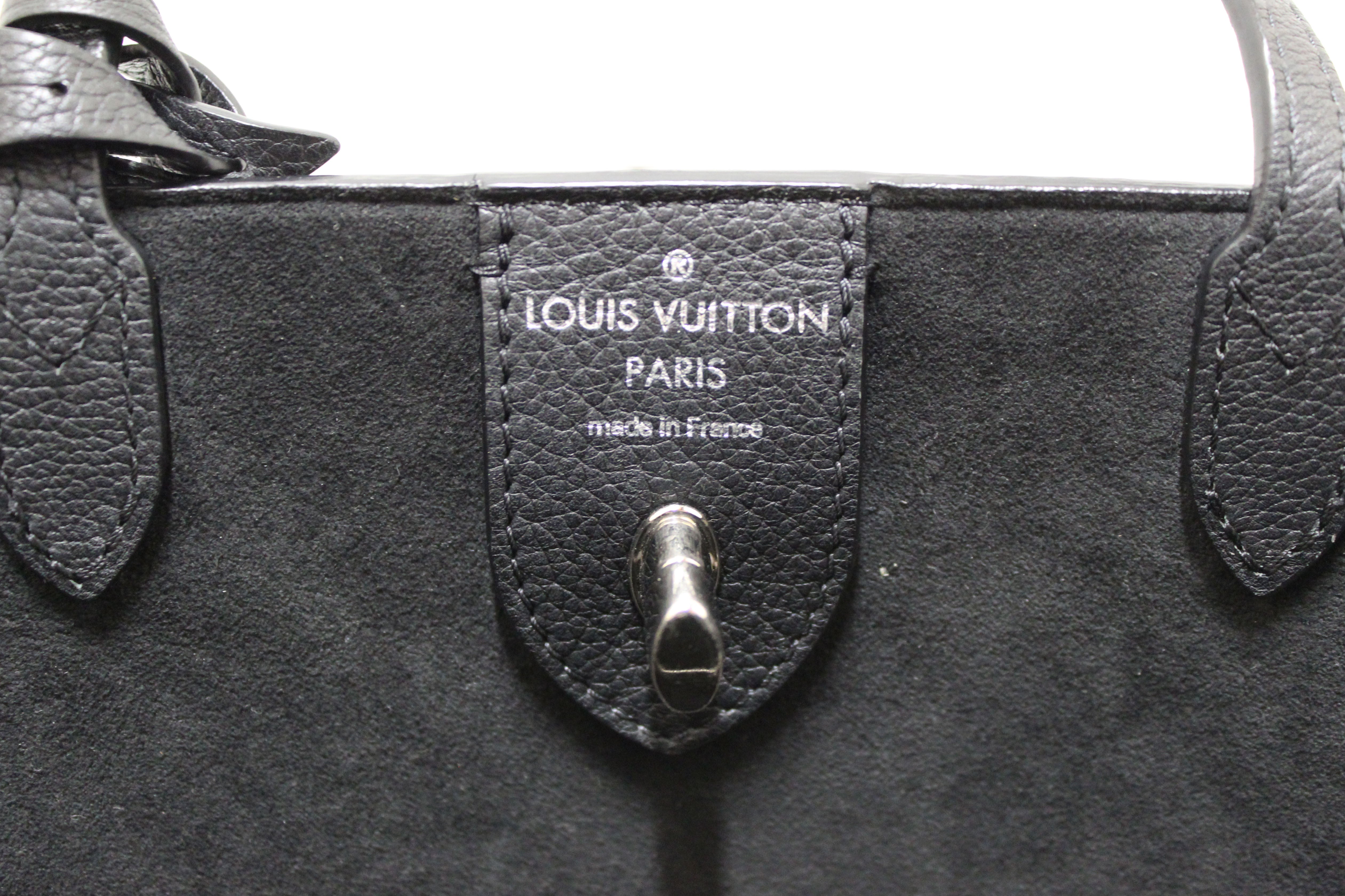 Authentic Louis Vuitton Black Grained Calf Leather Lockme Go Shopper Tote Bag