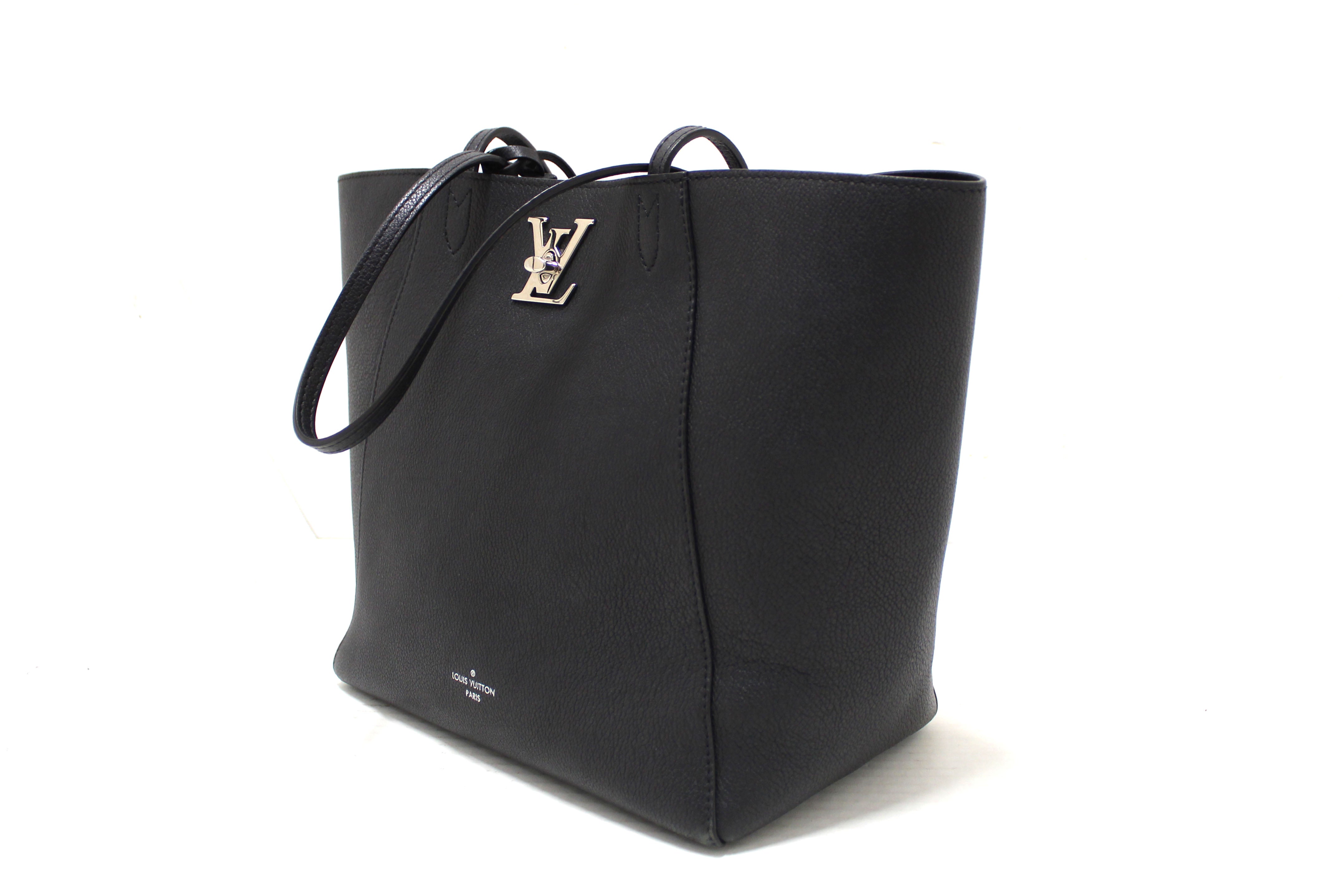 Louis Vuitton Lockme Go Vanilla Black Calfskin Leather Tote