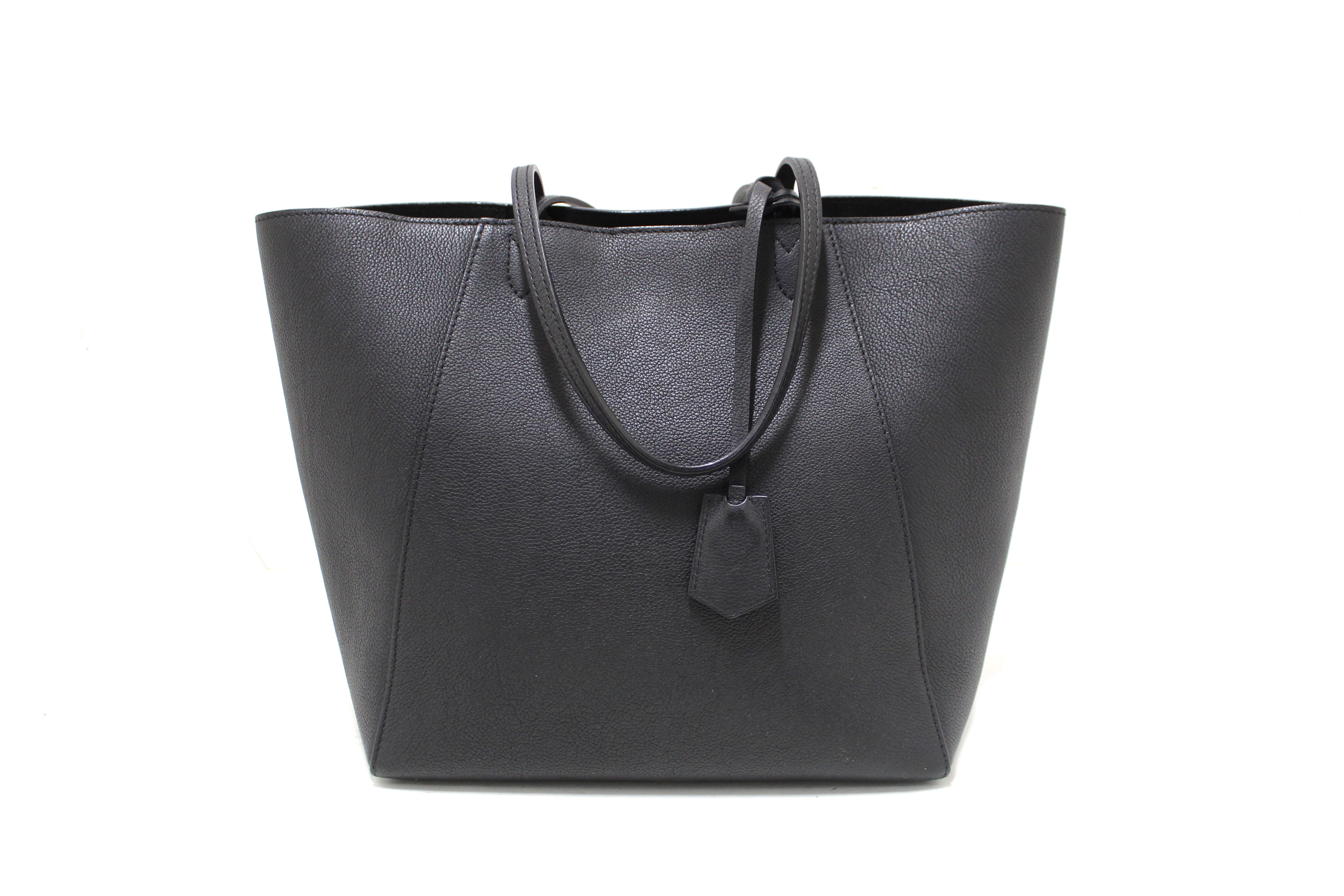 Authentic Louis Vuitton Black Grained Calf Leather Lockme Go Shopper Tote Bag