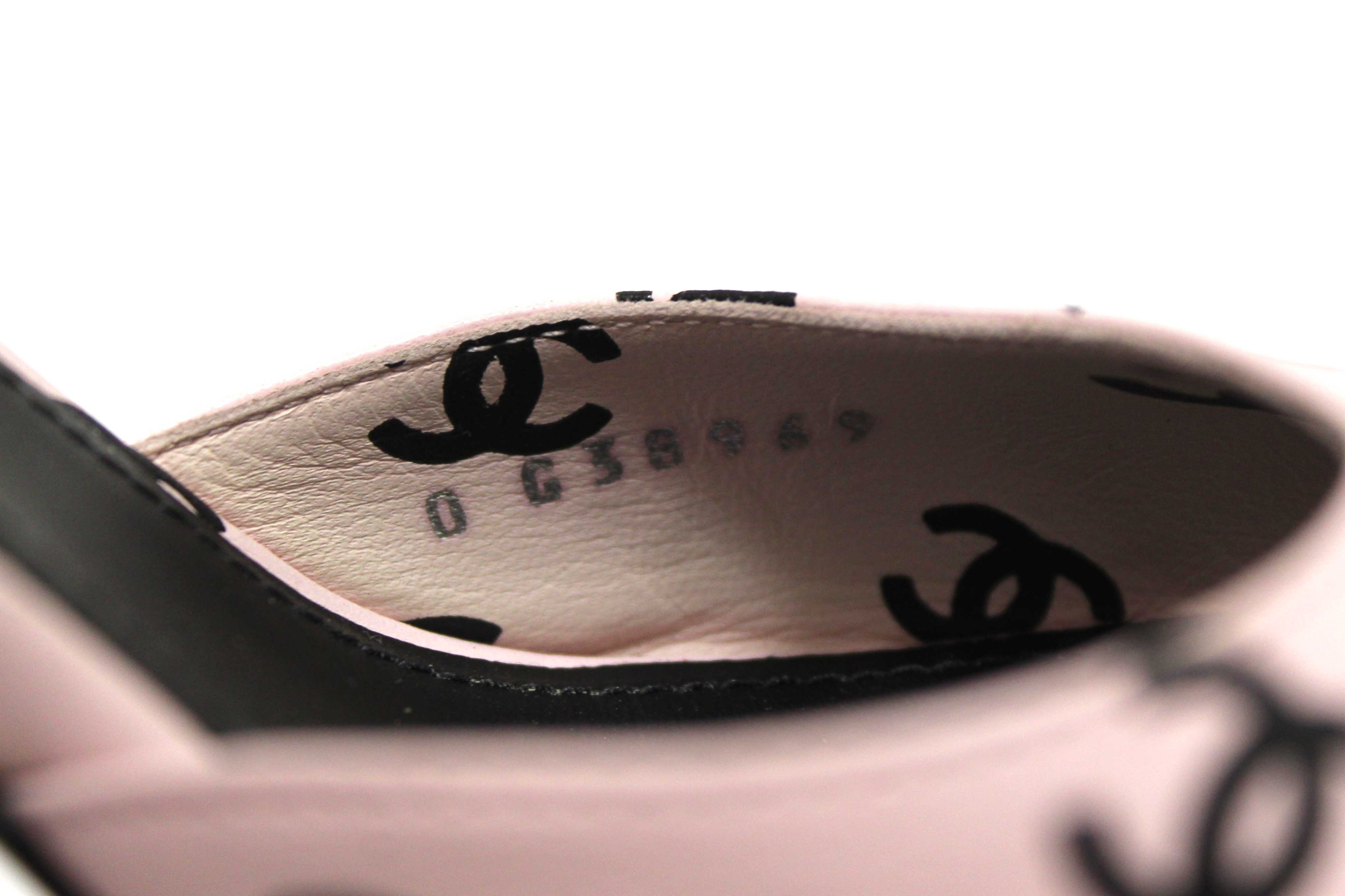 Authentic Chanel Pink Printed CC Logo Lambskin Leather Sandals Shoes 36C