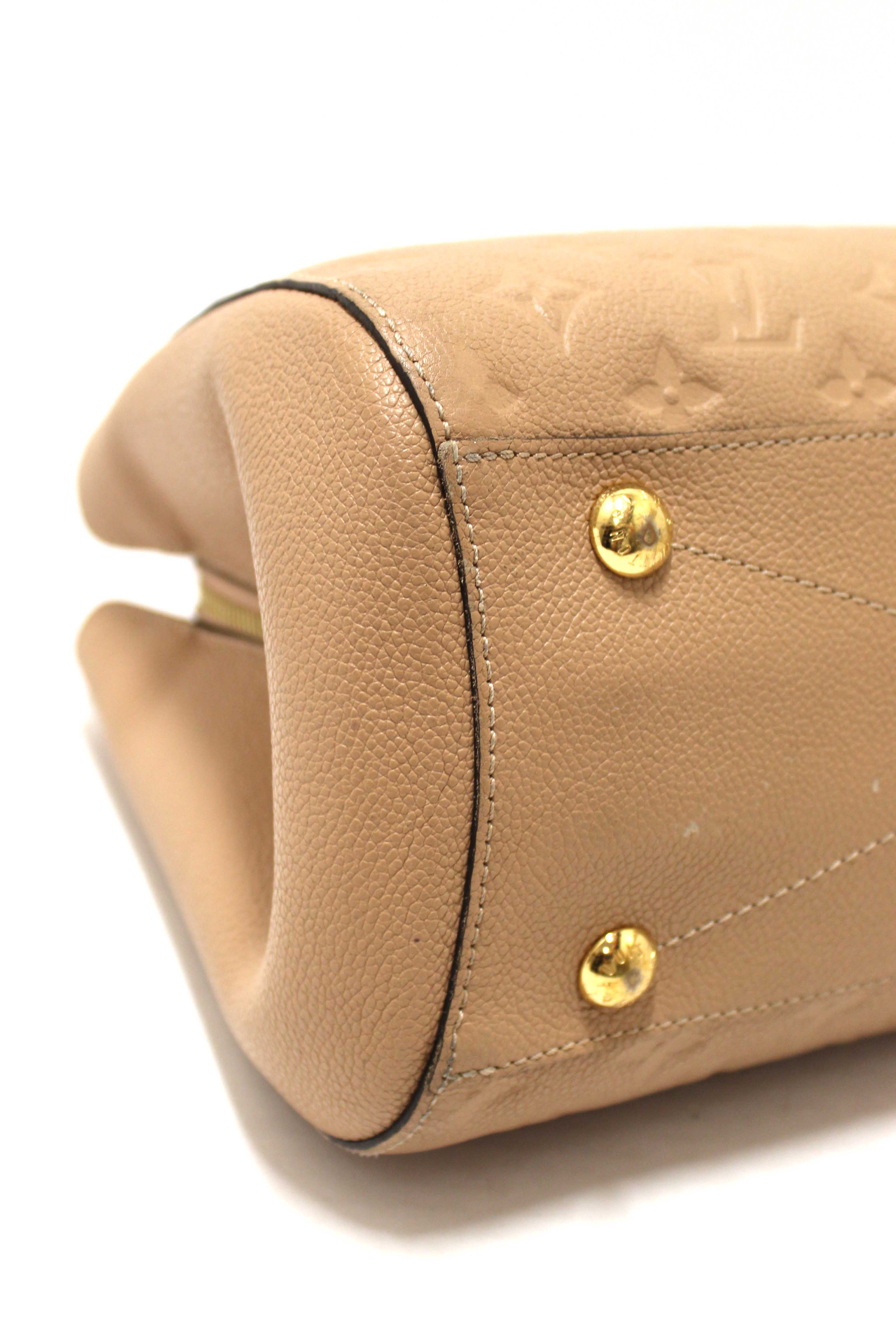 Authentic Louis Vuitton Beige Monogram Empreinte Leather Montaigne MM Bag