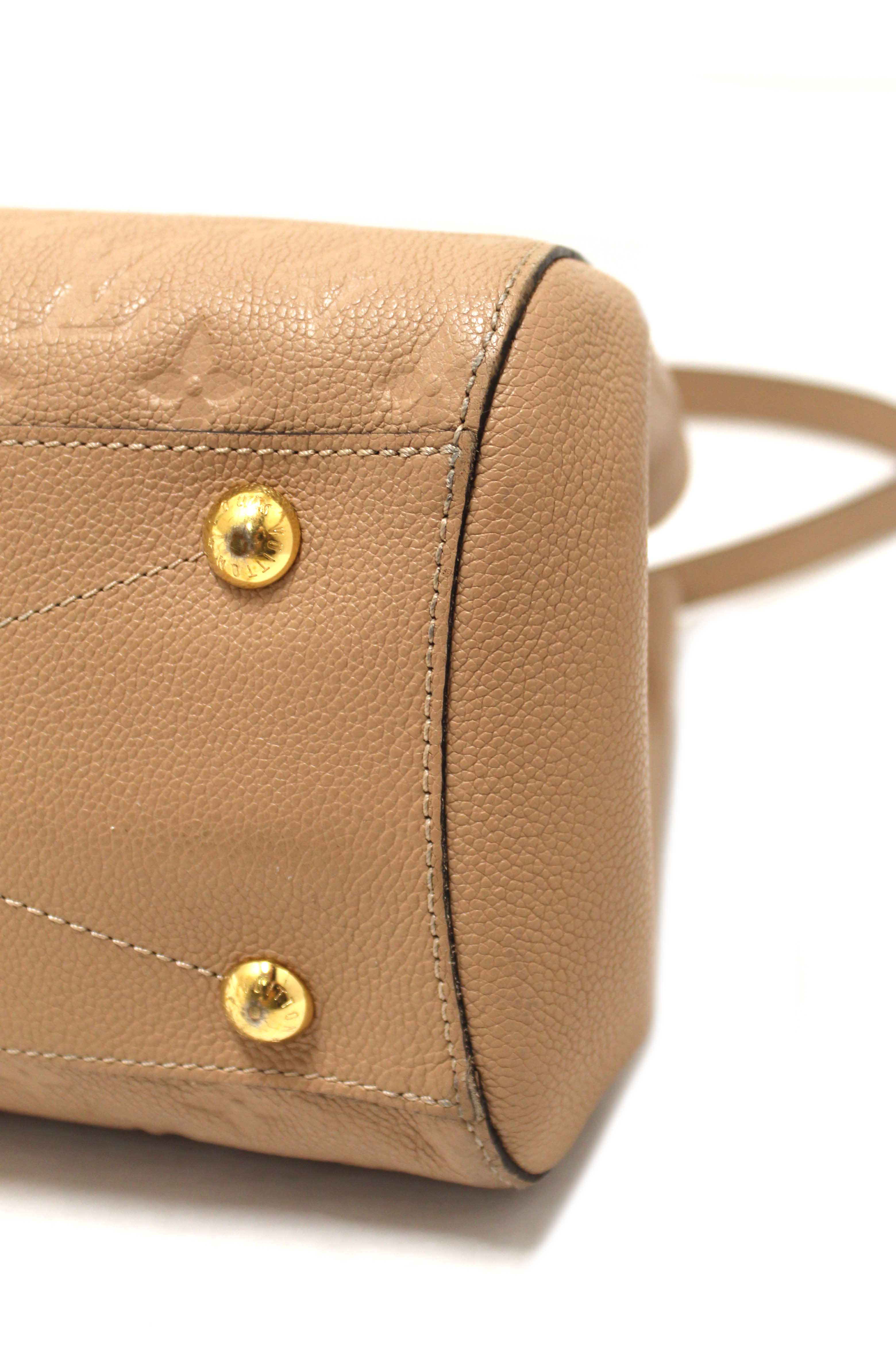 Authentic Louis Vuitton Beige Monogram Empreinte Leather Montaigne MM Bag