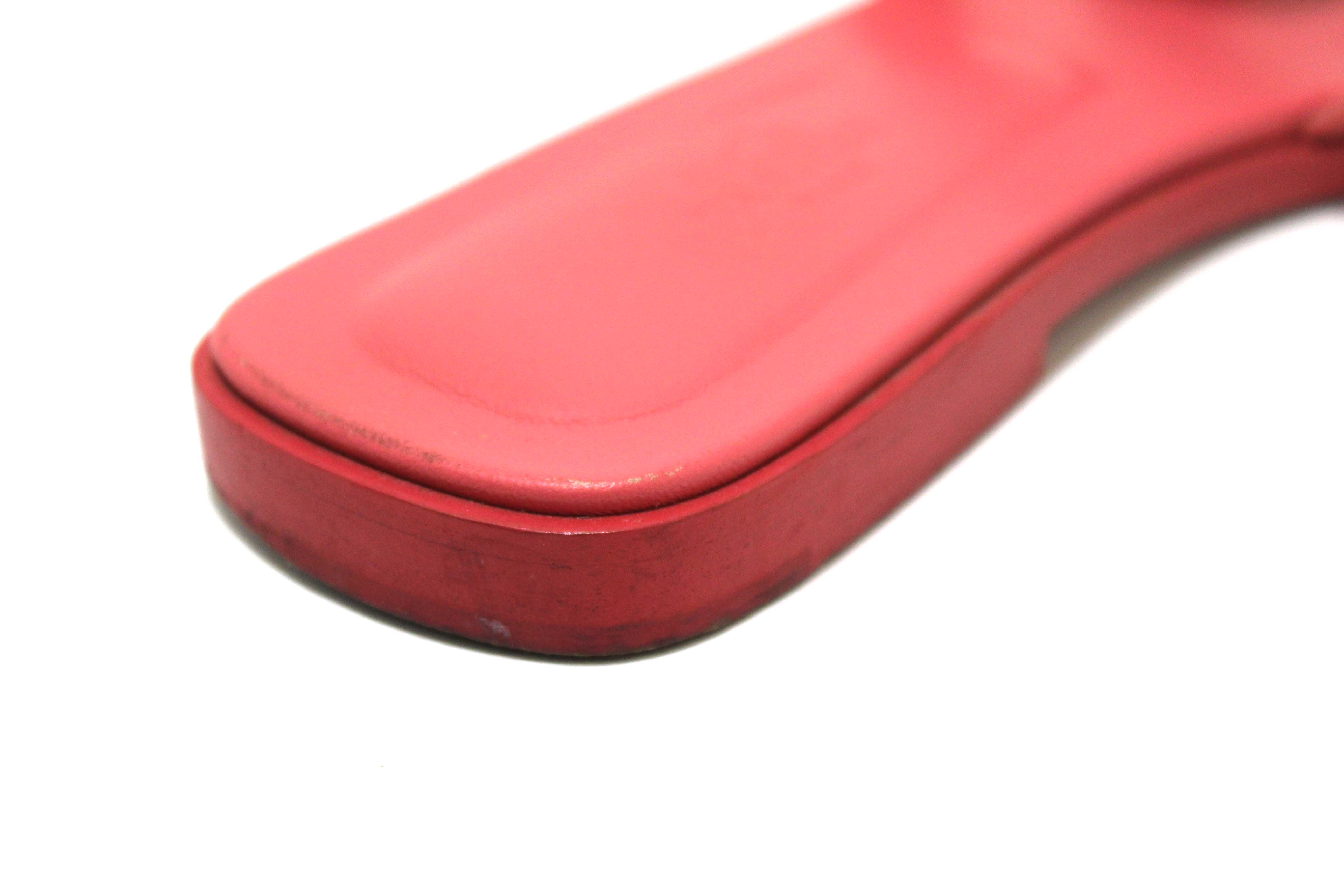 Authentic Hermes Pink Calfskin Leather Oran Flat Sandals Shoes Size 37