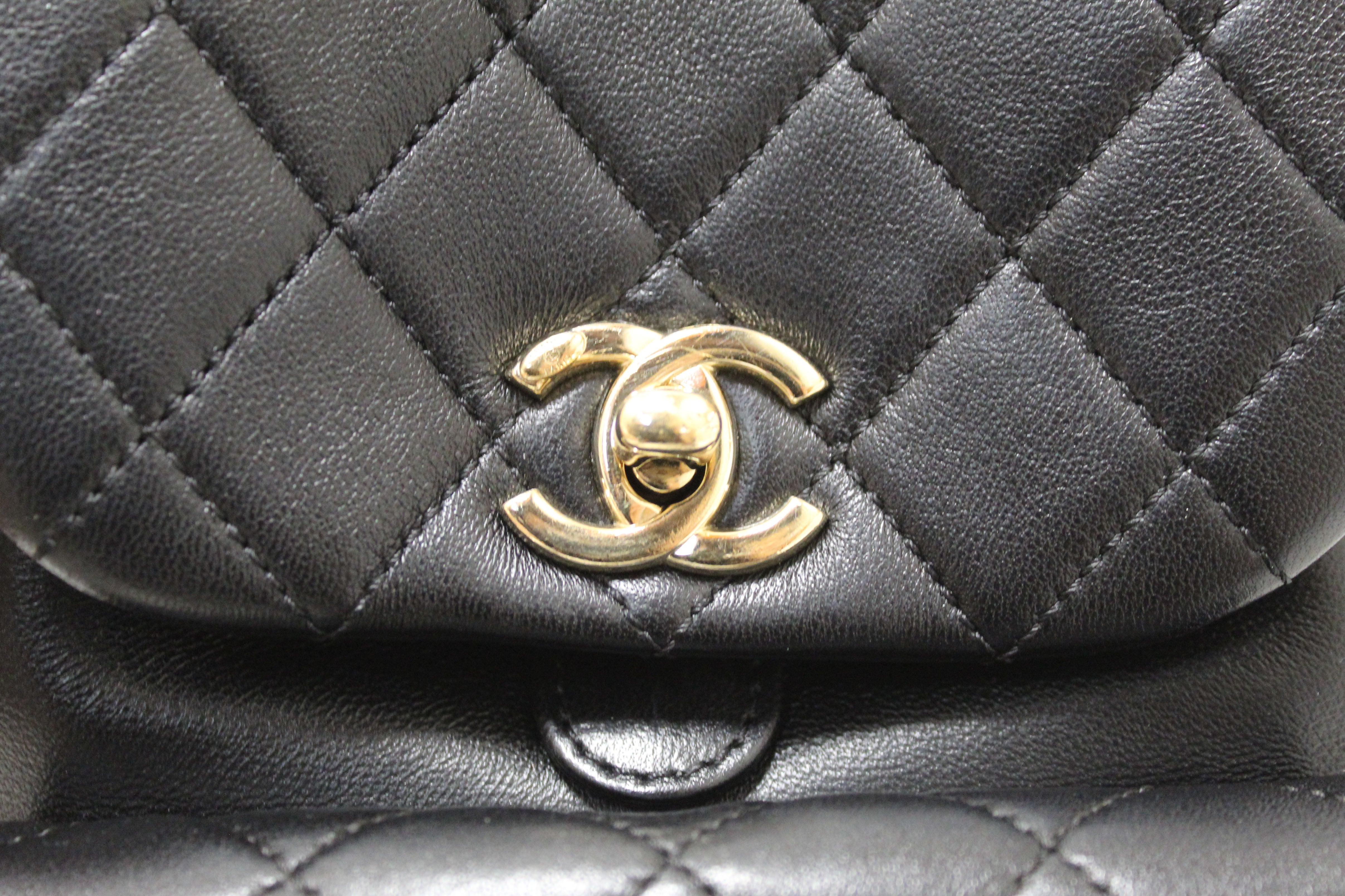 Authentic Chanel Black Lambskin Quilted Leather Small Duma Drawstring Backpack