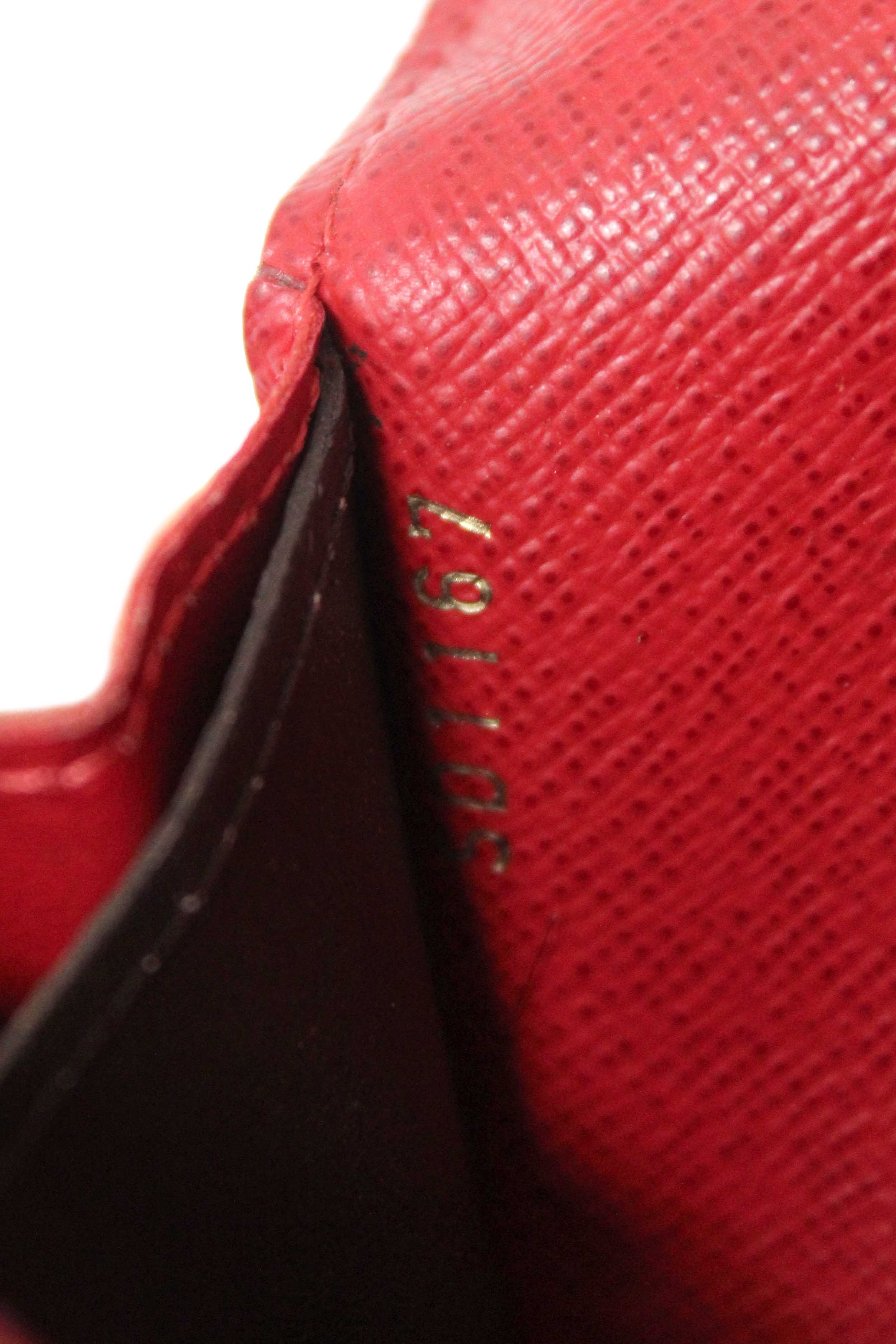 Authentic Louis Vuitton Damier Ebene Canvas Emilie Wallet Red
