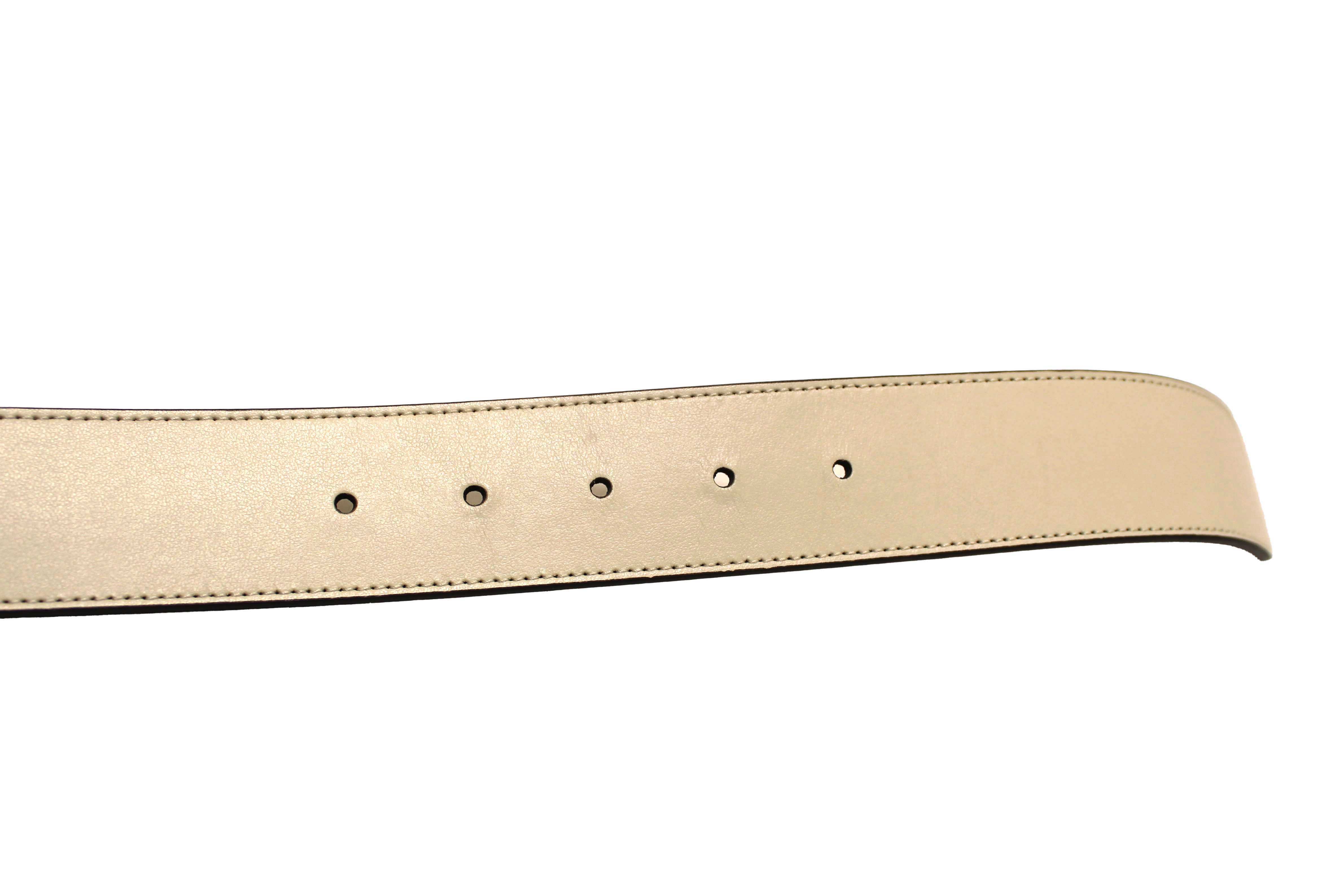 Authentic Gucci White Smooth Leather GG Marmont with Maxi GG Belt Size 75