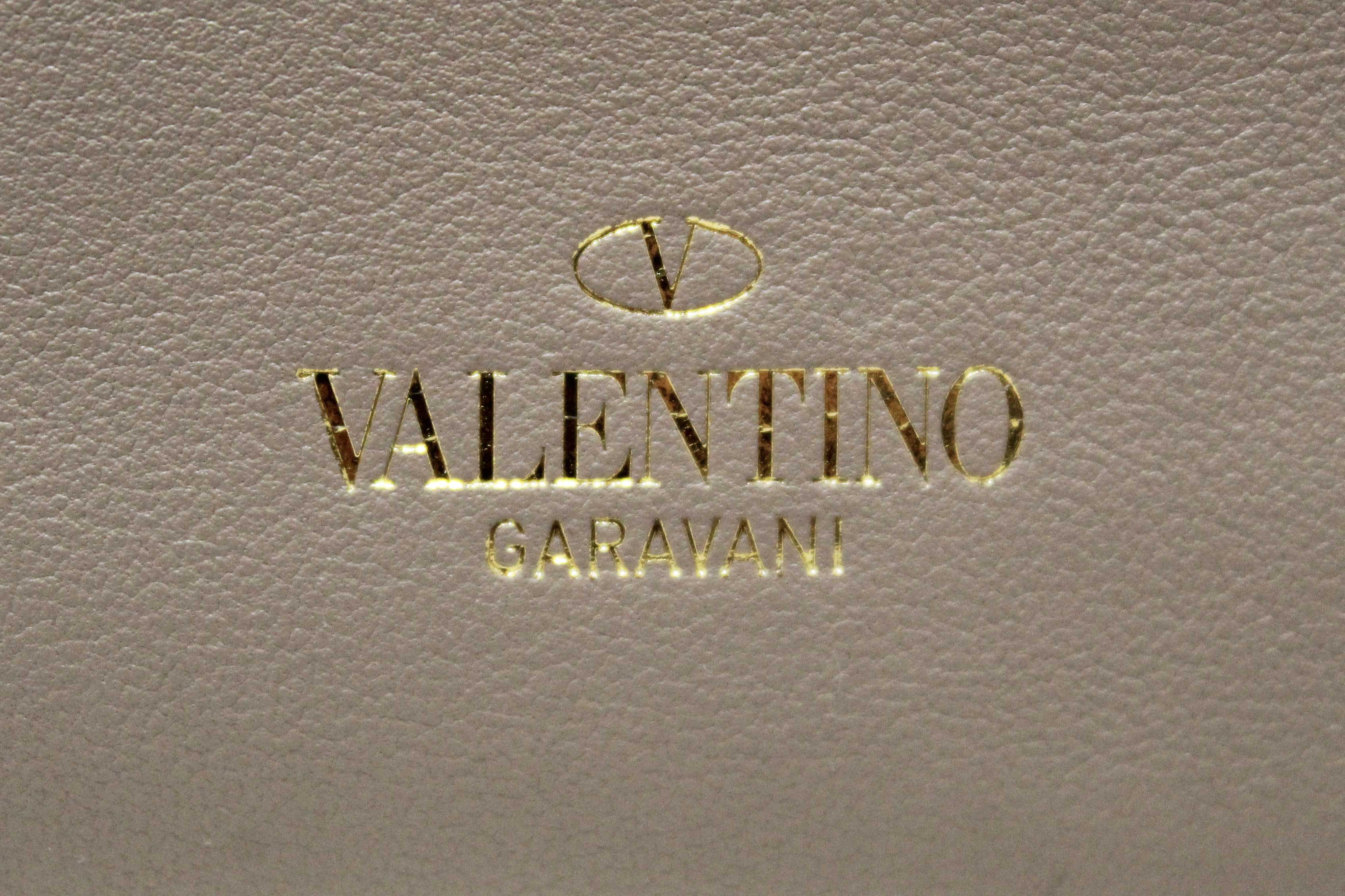 Authentic Valentino Garavani Beige Vitello Mini Rockstud Flap Saddle Crossbody Bag