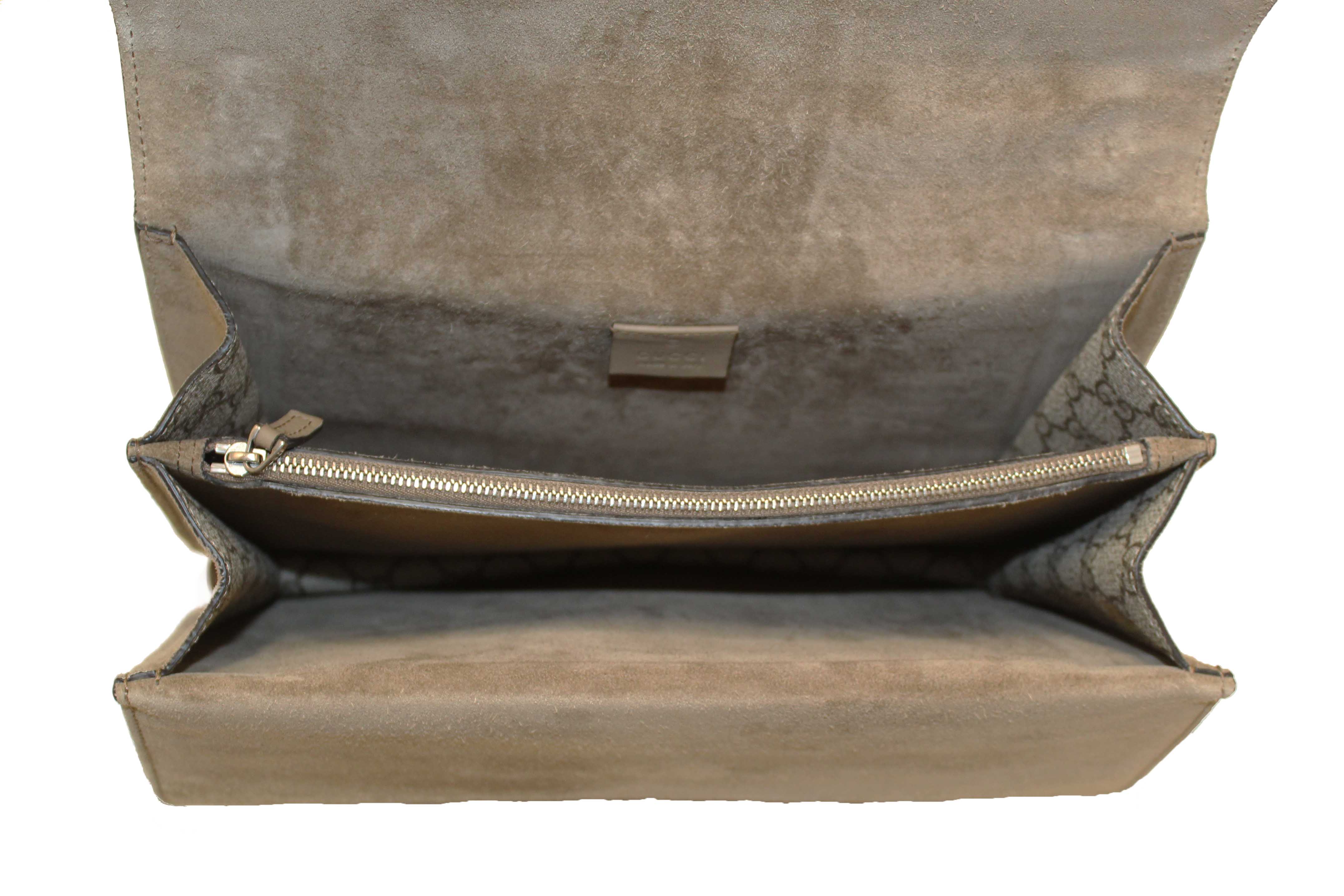 Authentic Gucci GG Supreme with Brown Suede Dionysus Medium Shoulder Bag 403348
