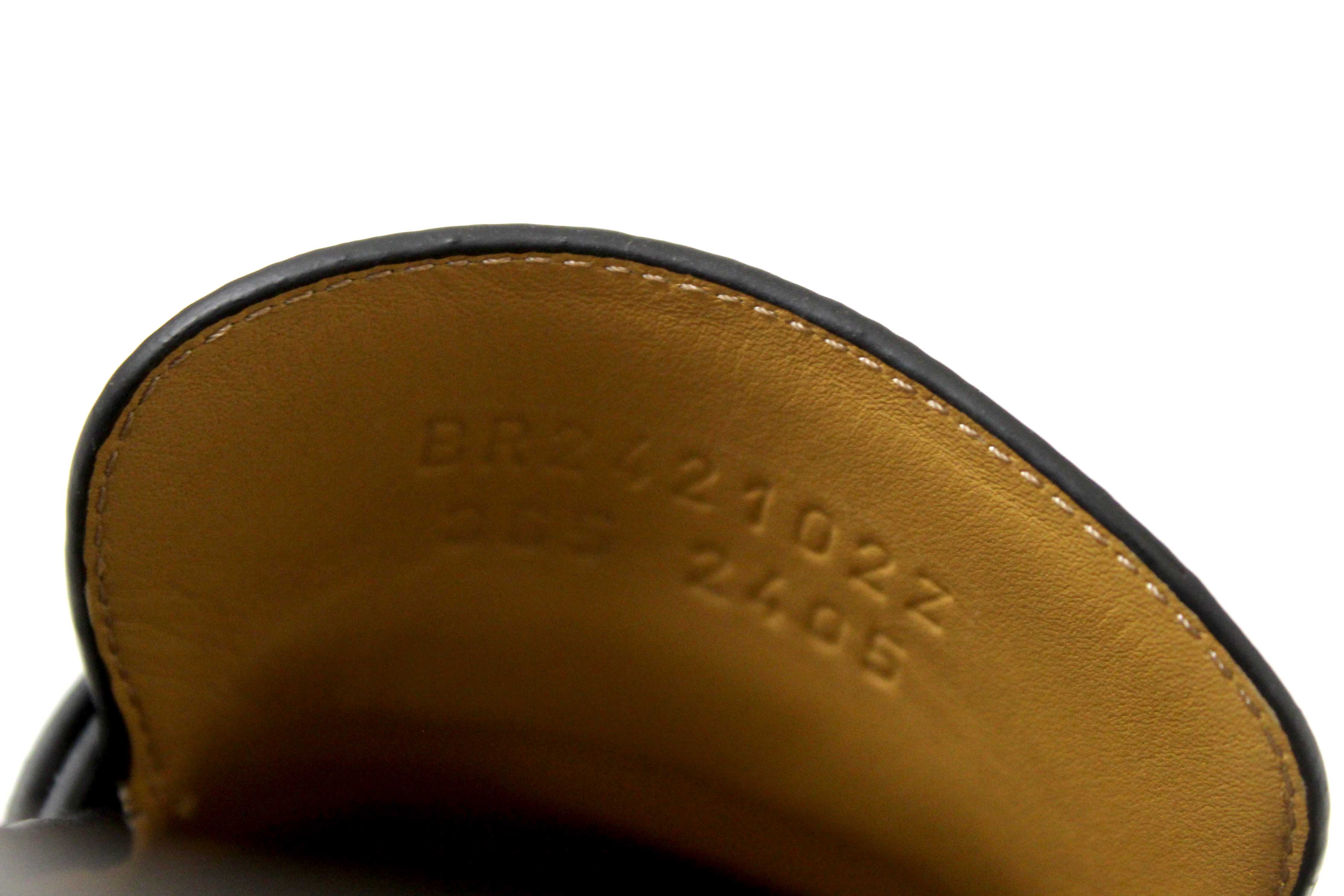 Authentic Hermes Black Calfskin Leather Icone Loafer Shoes Size 37