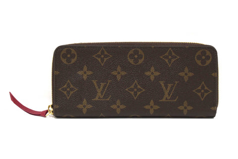 Authentic Louis Vuitton Classic Monogram Fuchsia Clemence Wallet
