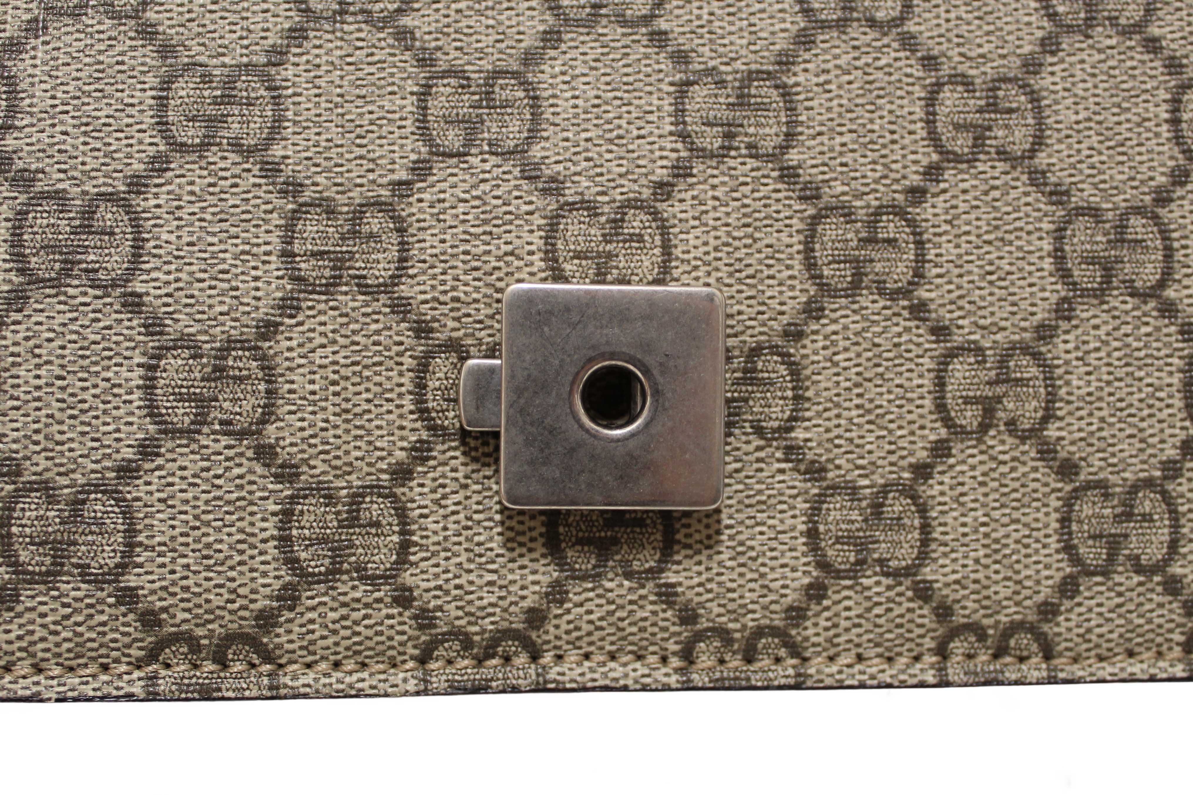 Authentic Gucci GG Supreme with Brown Suede Dionysus Medium Shoulder Bag 403348