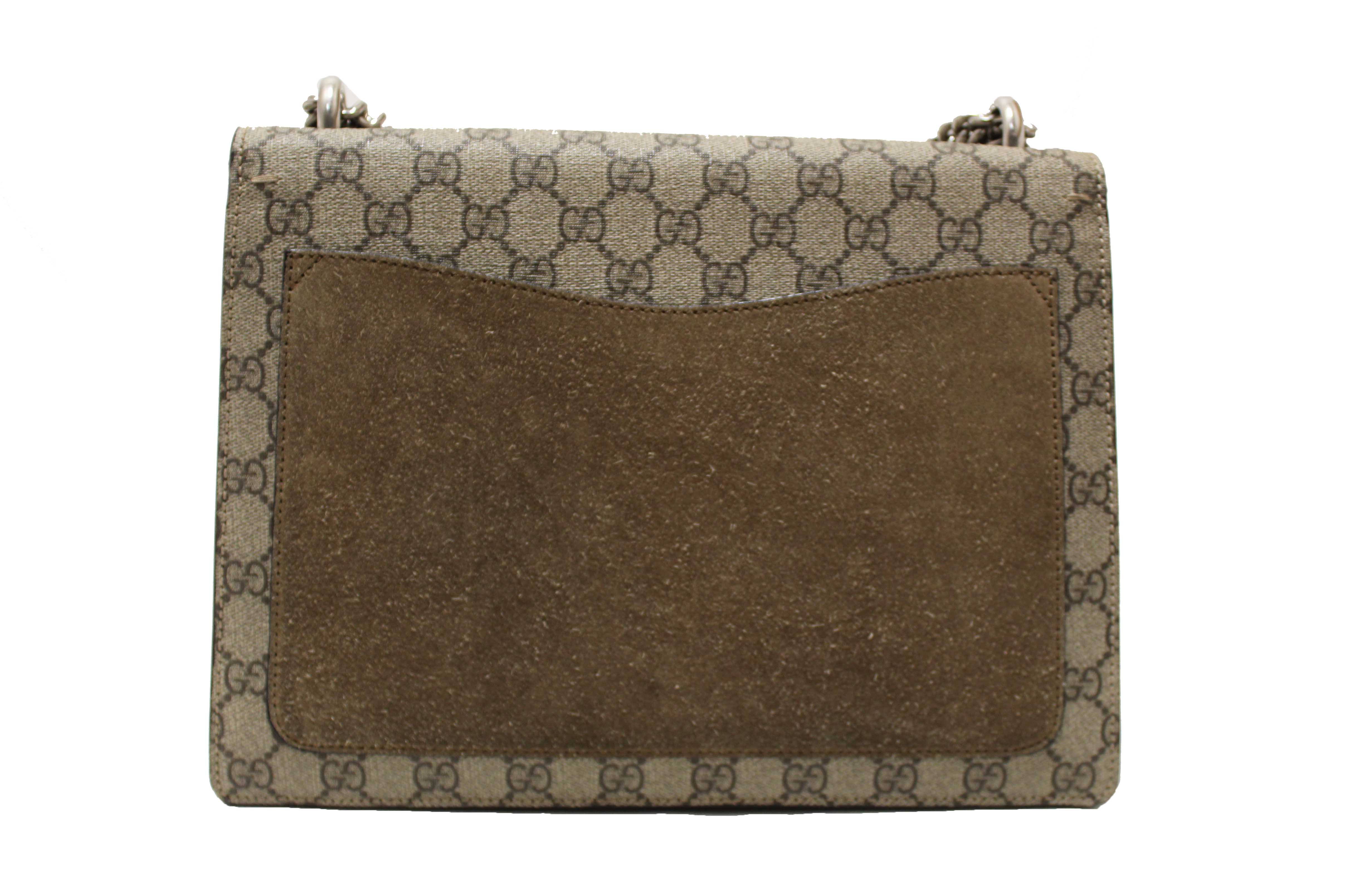Authentic Gucci GG Supreme with Brown Suede Dionysus Medium Shoulder Bag 403348