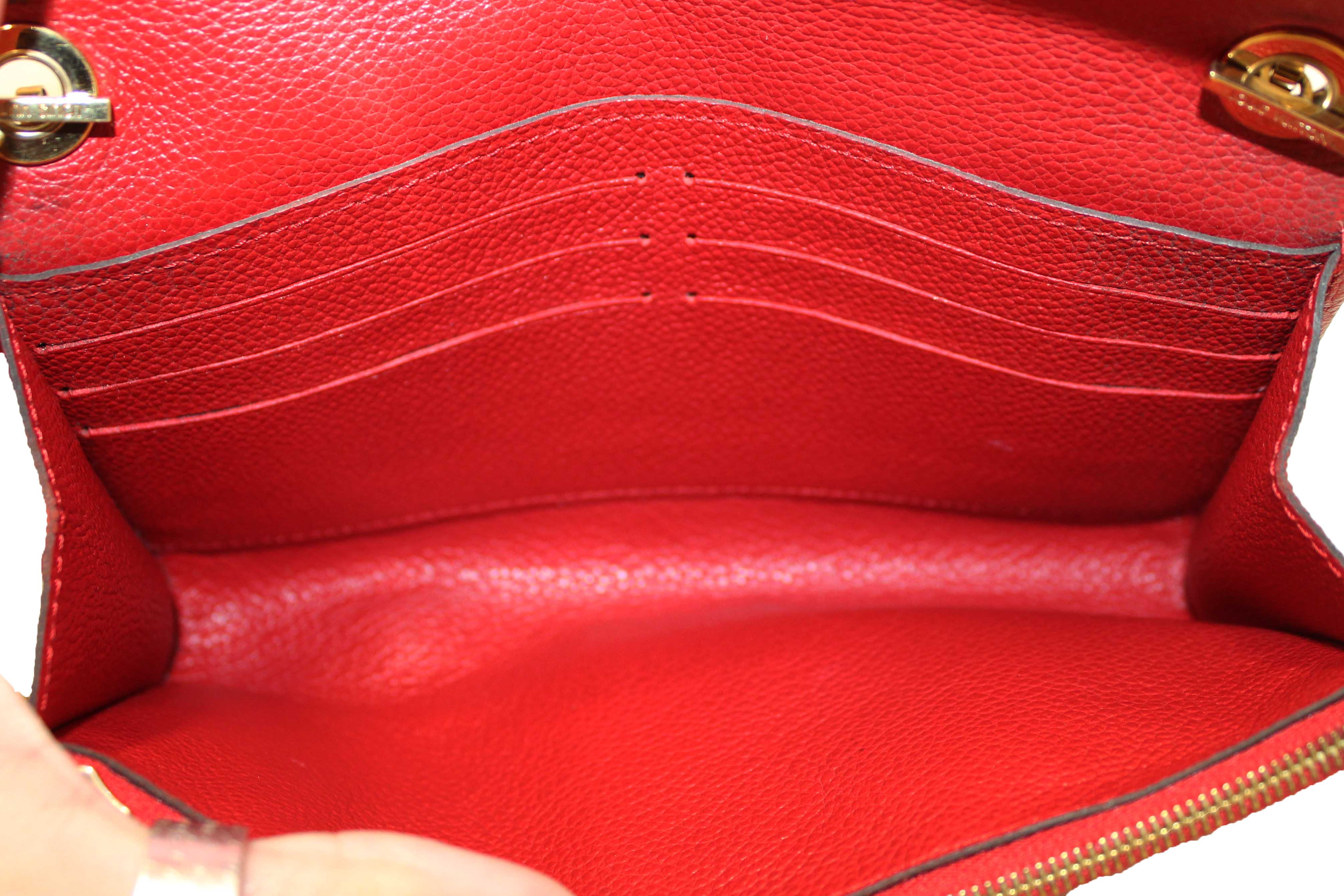 Authentic Louis Vuitton Red Empreinte Leather Saint-Germain Pochette With Chain