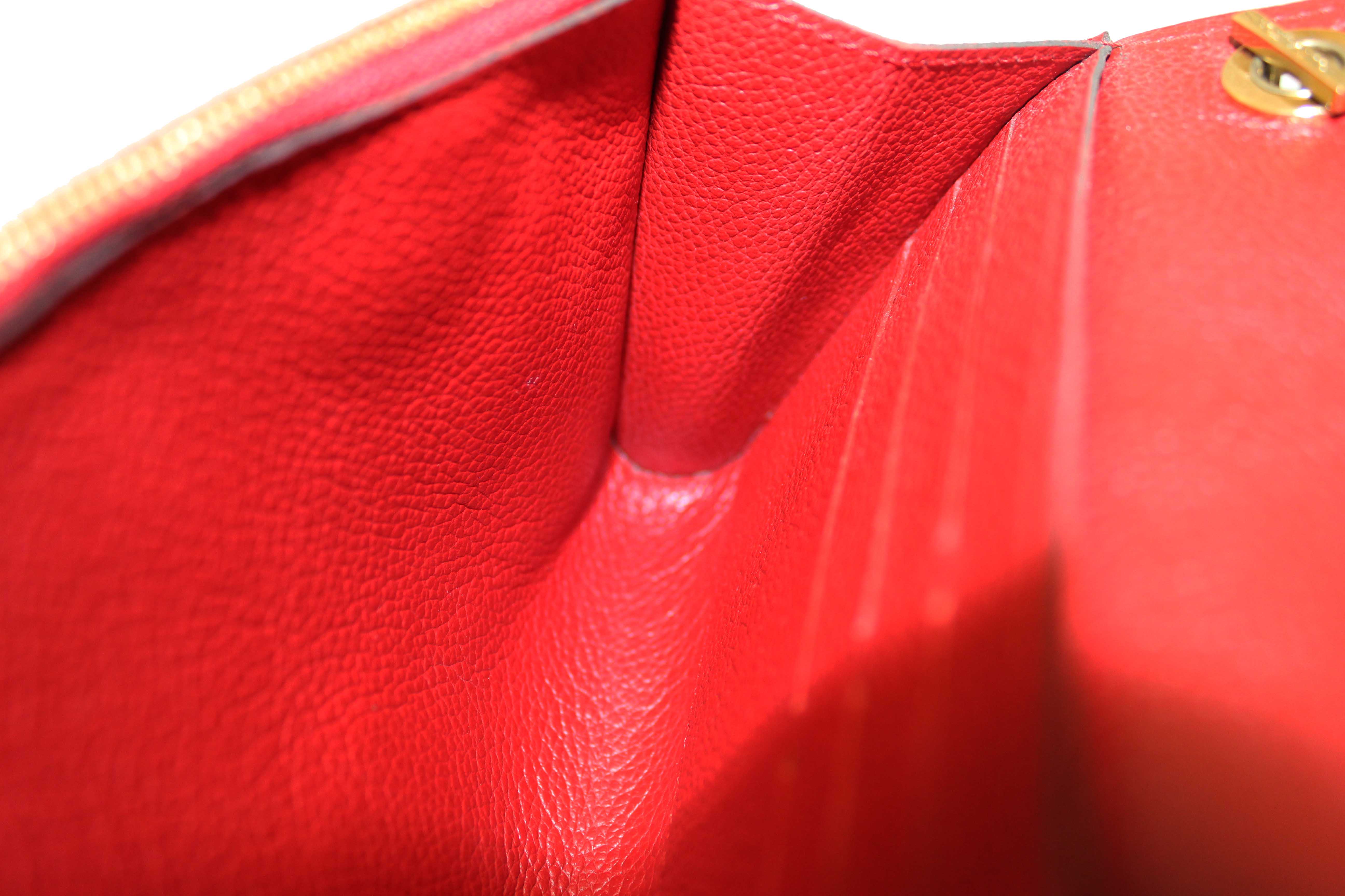 Authentic Louis Vuitton Red Empreinte Leather Saint-Germain Pochette With Chain