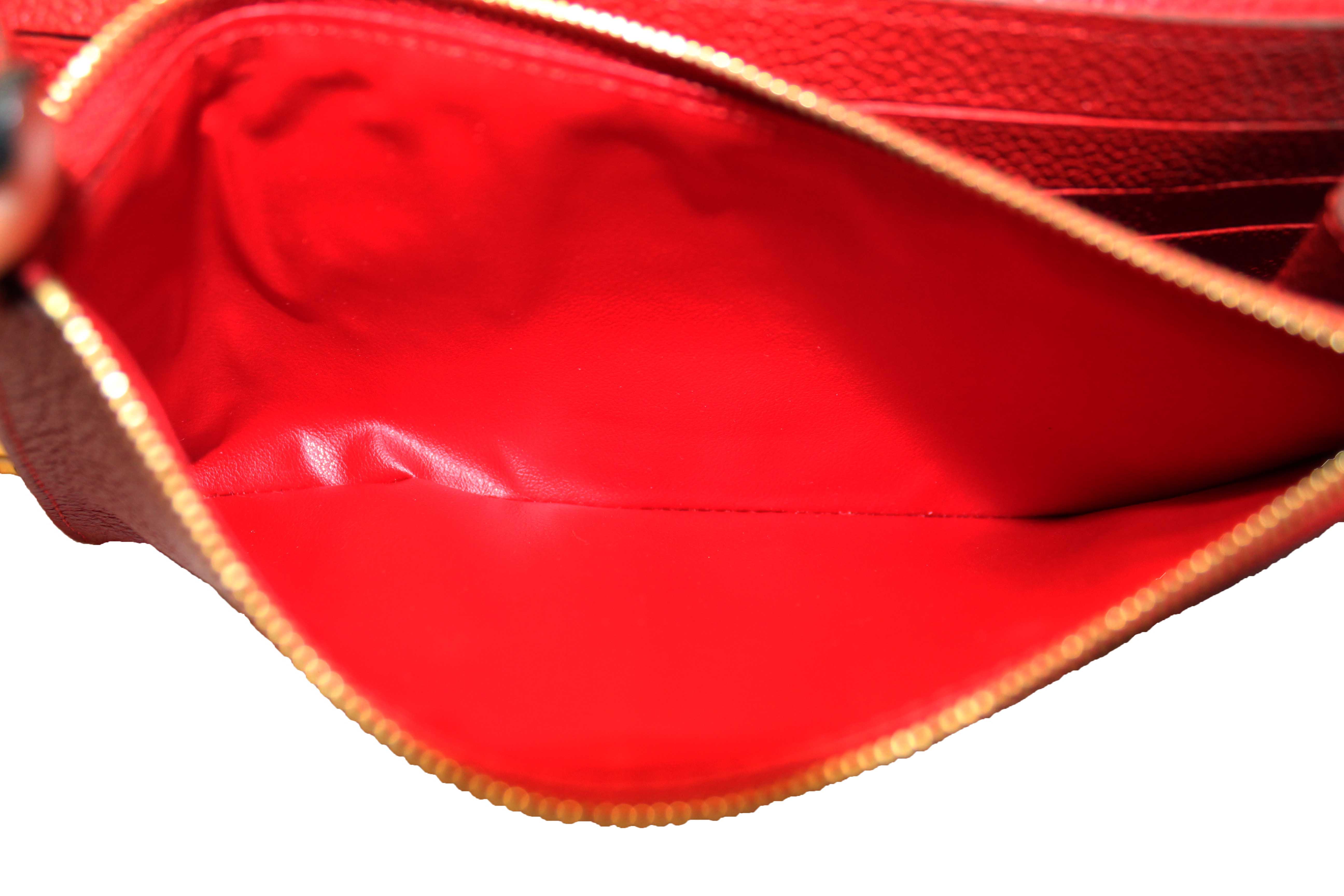 Authentic Louis Vuitton Red Empreinte Leather Saint-Germain Pochette With Chain