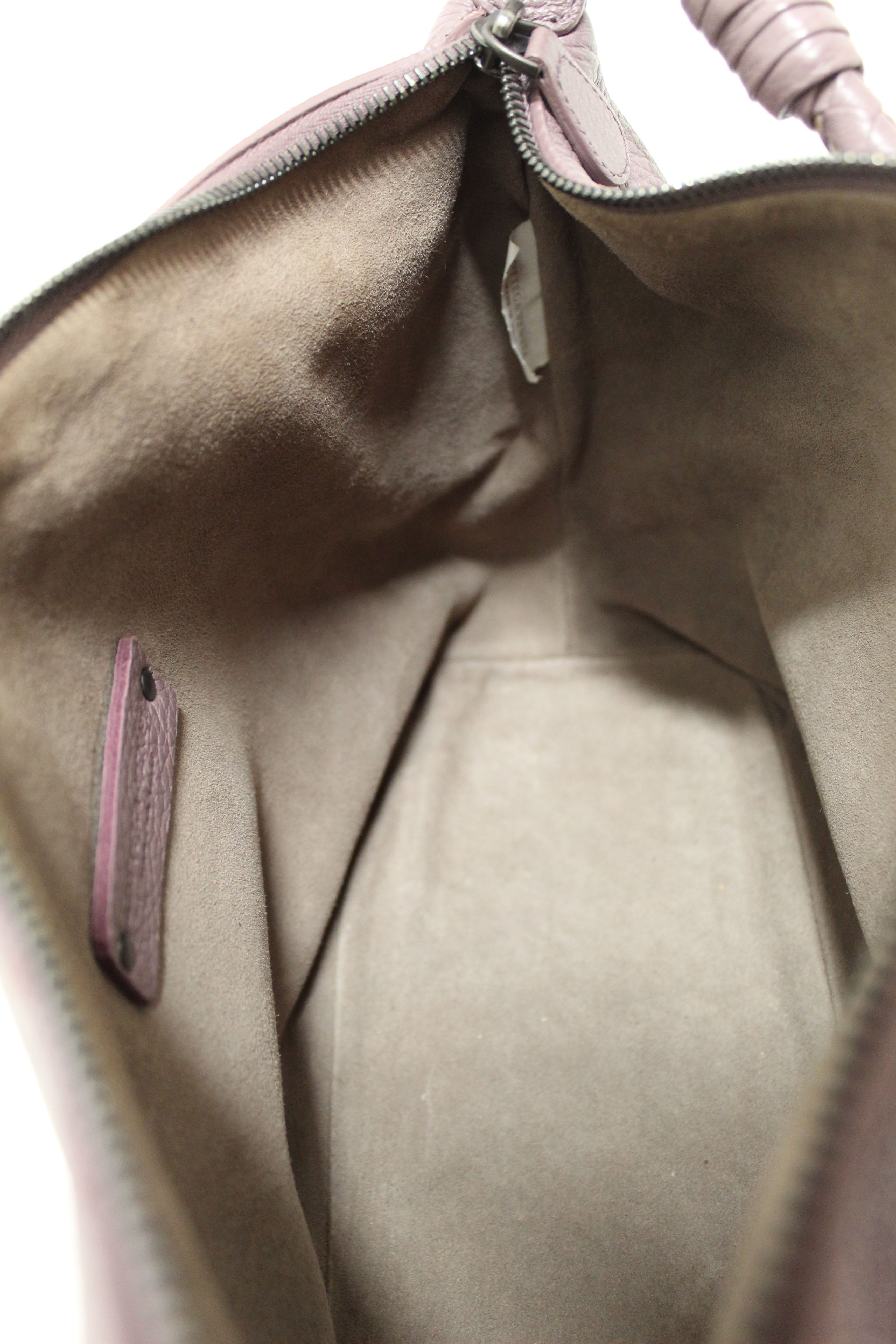 Authentic Bottega Veneta Purple Leather Small Hobo Shoulder Bag