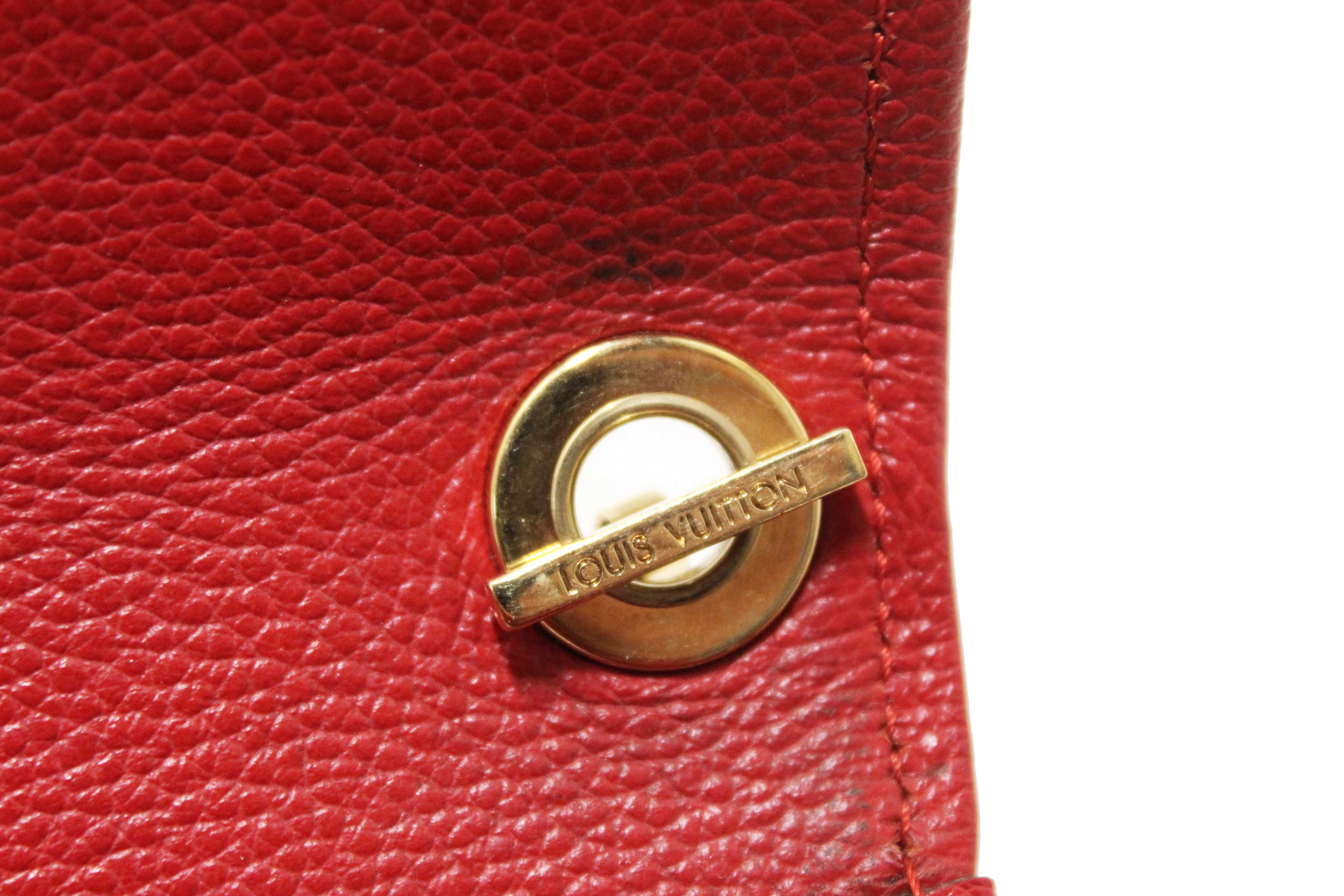 Authentic Louis Vuitton Red Empreinte Leather Saint-Germain Pochette With Chain