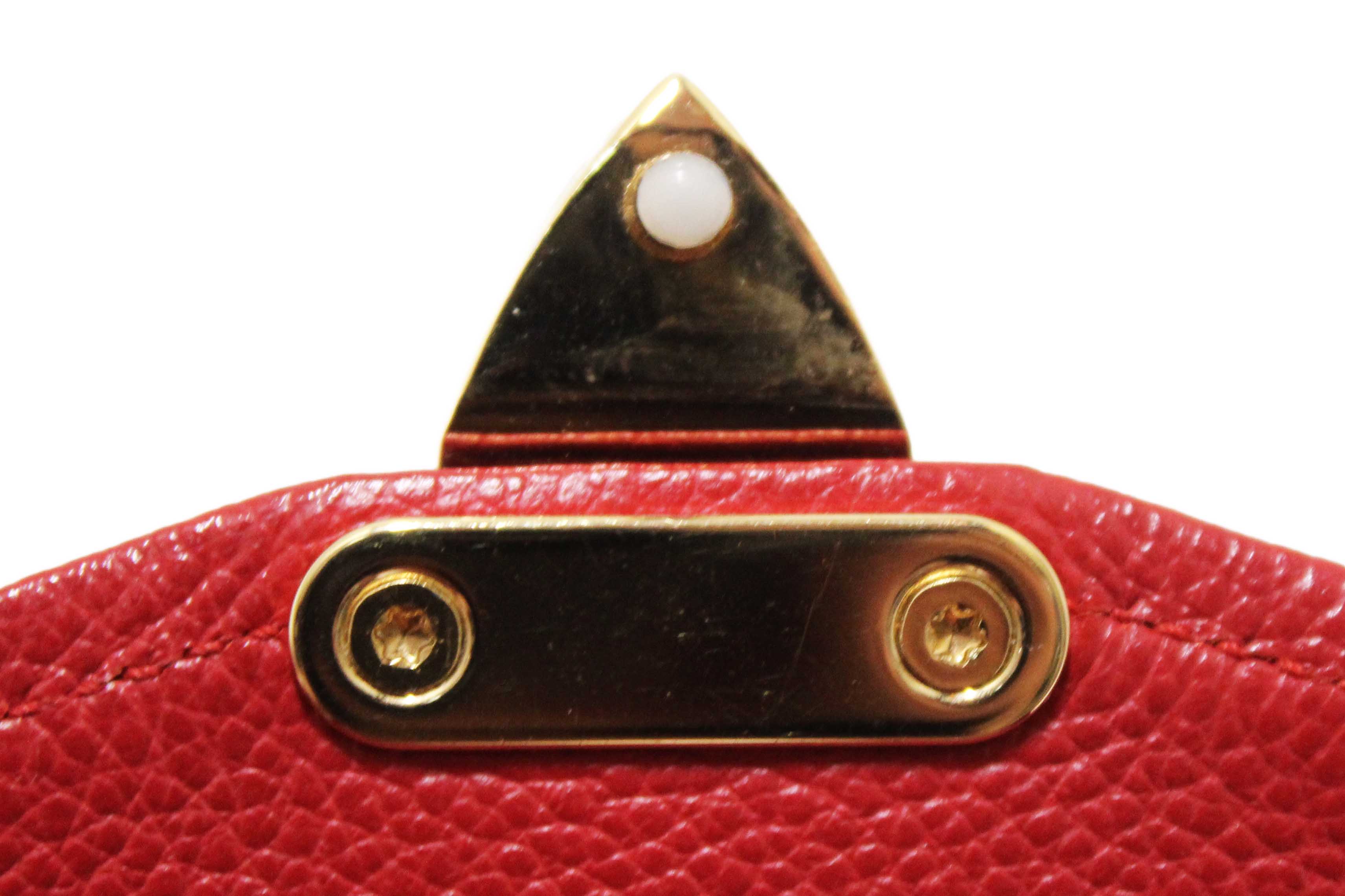 Authentic Louis Vuitton Red Empreinte Leather Saint-Germain Pochette With Chain