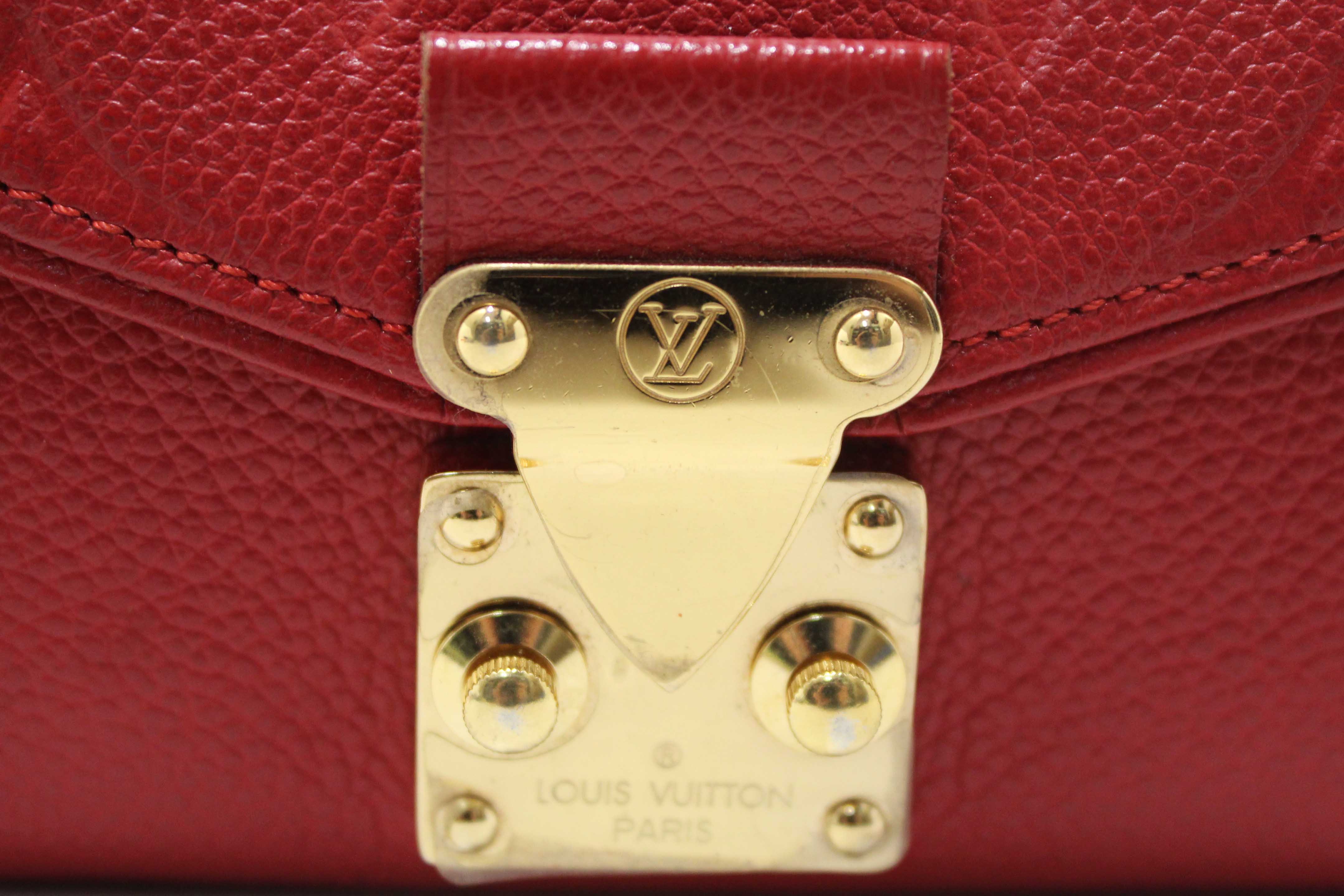 Authentic Louis Vuitton Red Empreinte Leather Saint-Germain Pochette With Chain