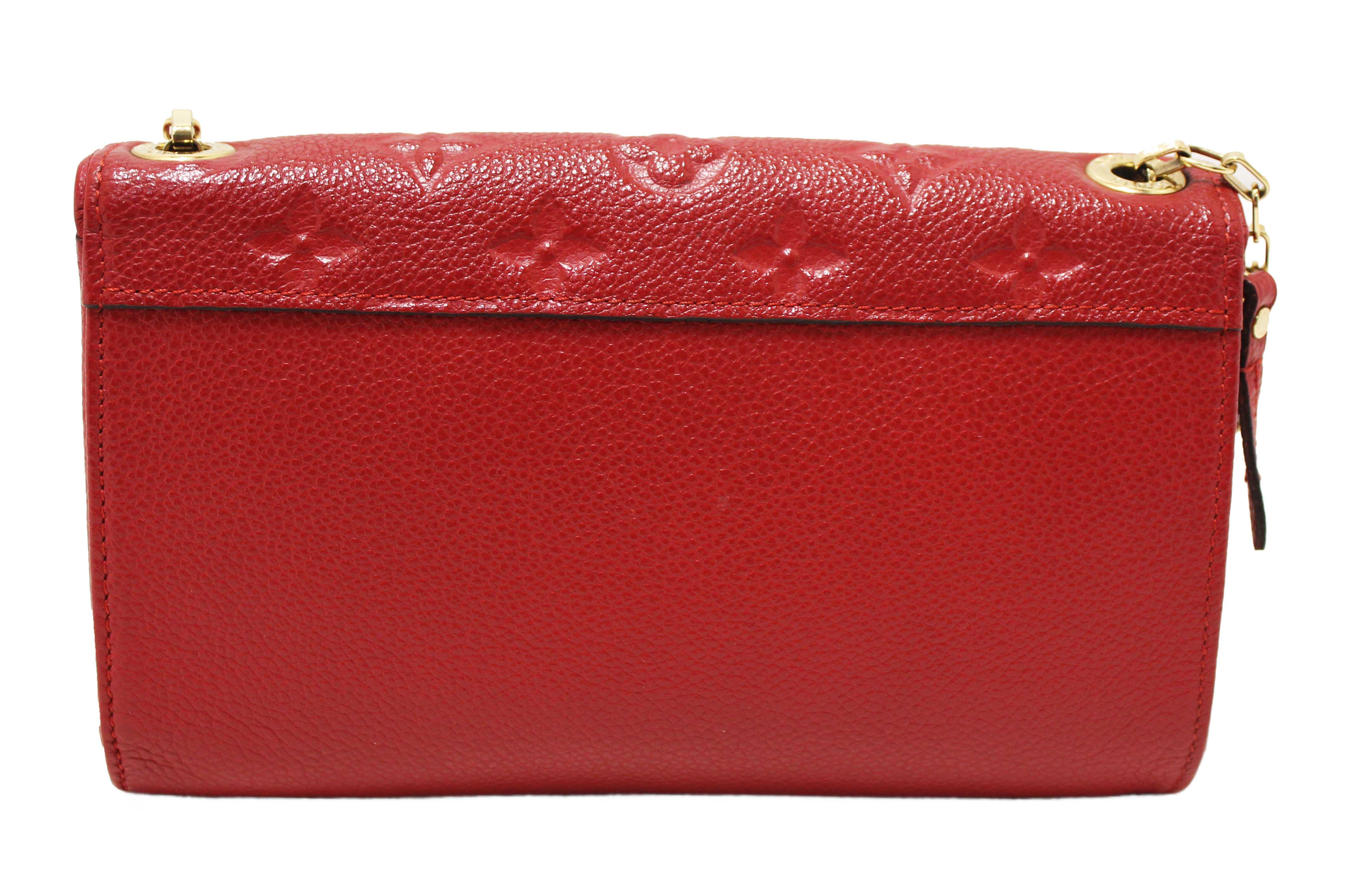 Authentic Louis Vuitton Red Empreinte Leather Saint-Germain Pochette With Chain