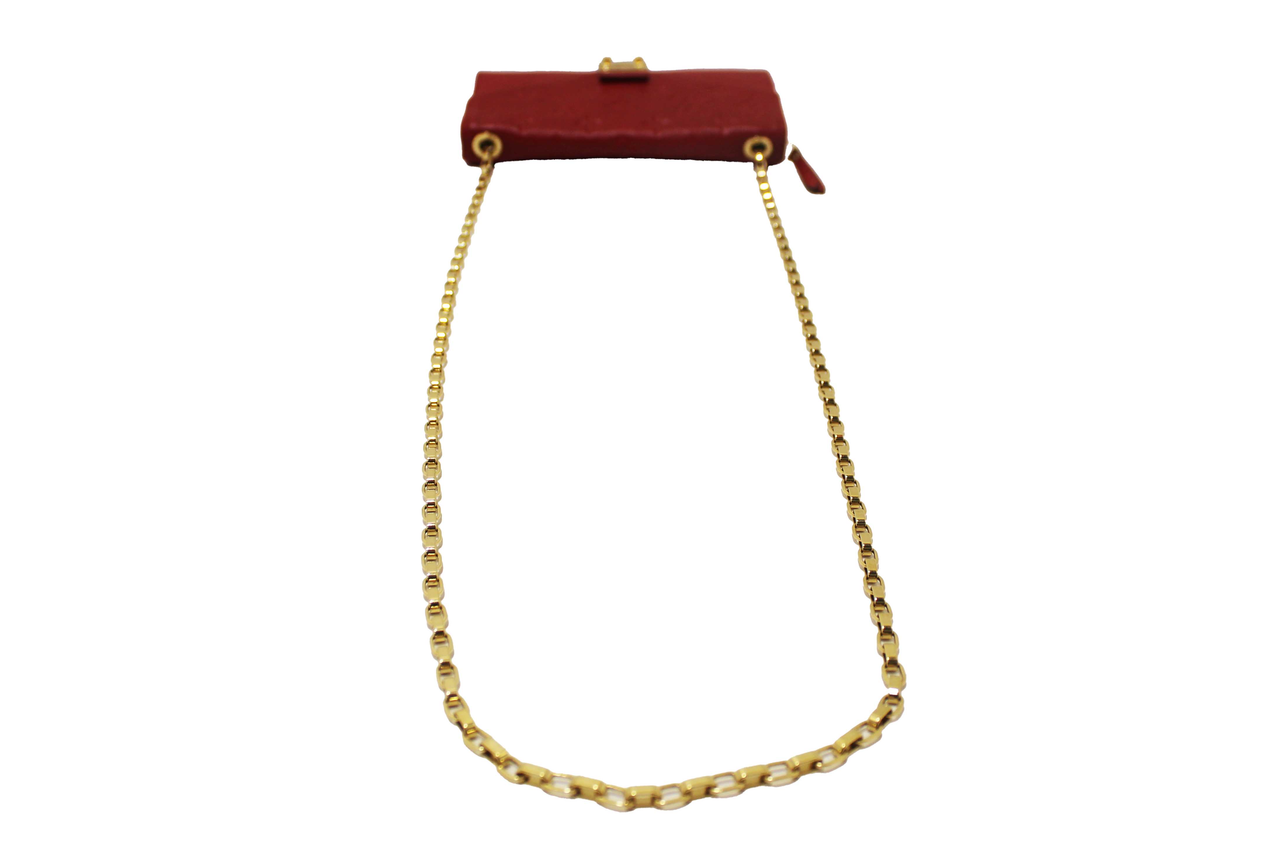 Authentic Louis Vuitton Red Empreinte Leather Saint-Germain Pochette With Chain