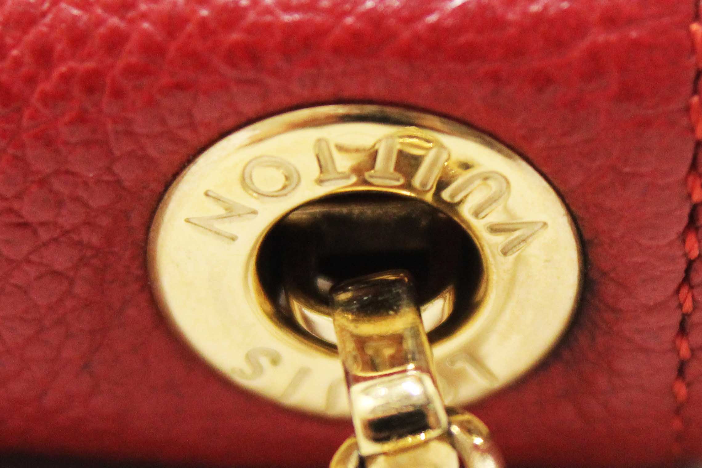 Authentic Louis Vuitton Red Empreinte Leather Saint-Germain Pochette With Chain