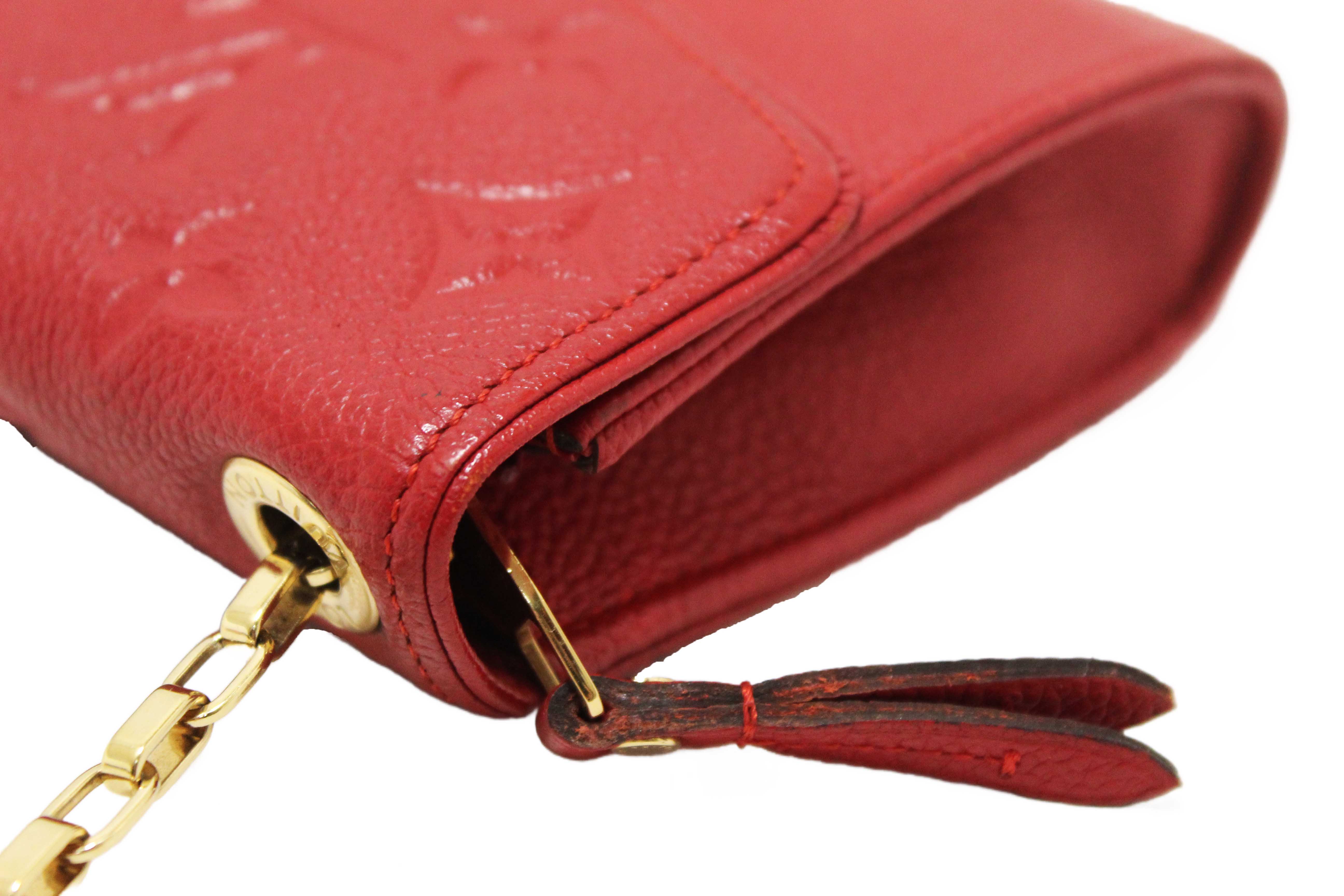 Authentic Louis Vuitton Red Empreinte Leather Saint-Germain Pochette With Chain